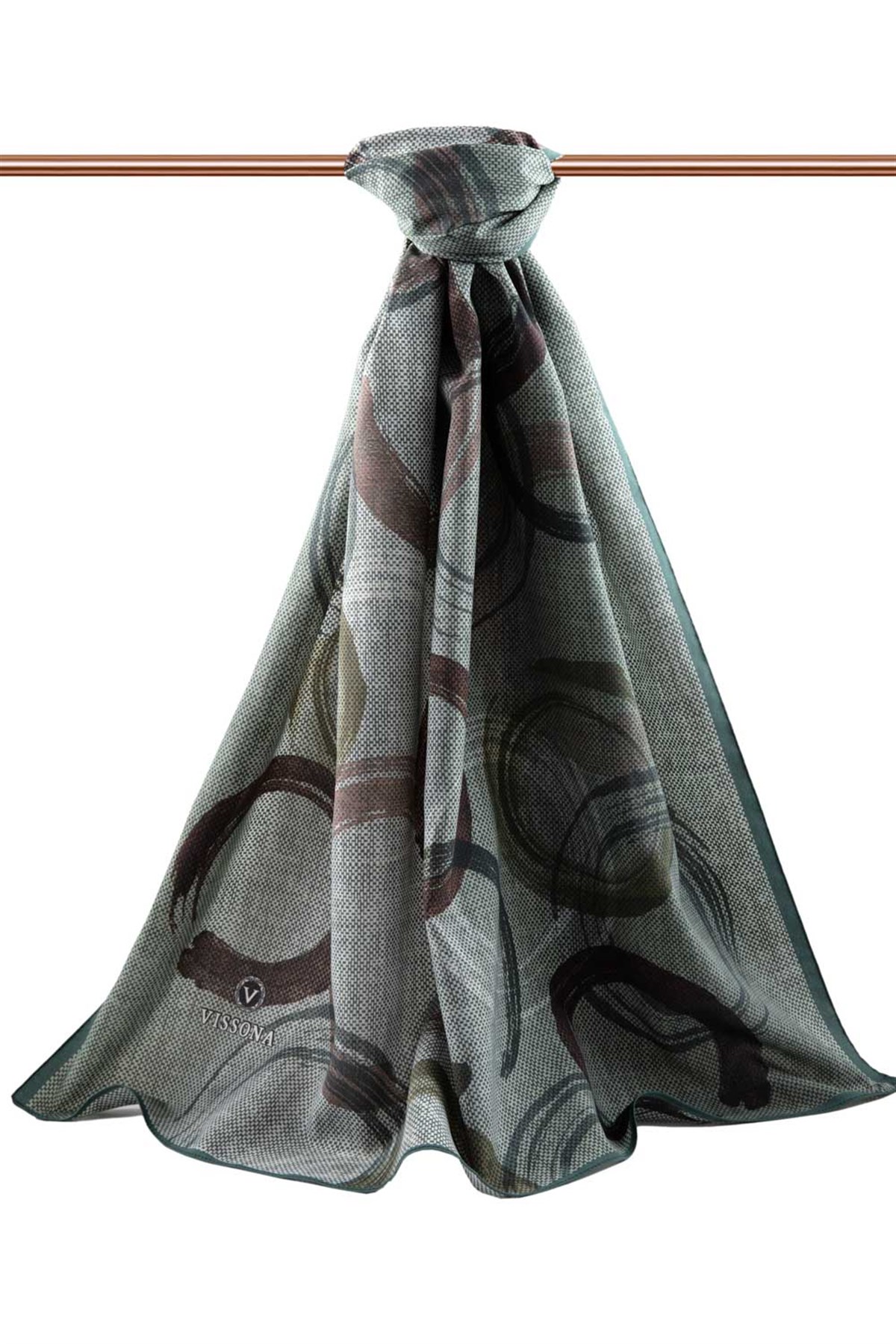 KREP GEOMETRİK DESENLİ ZÜMRÜT YEŞİLİ RENKLİ 75X195 KIRIŞMAZ ŞAL