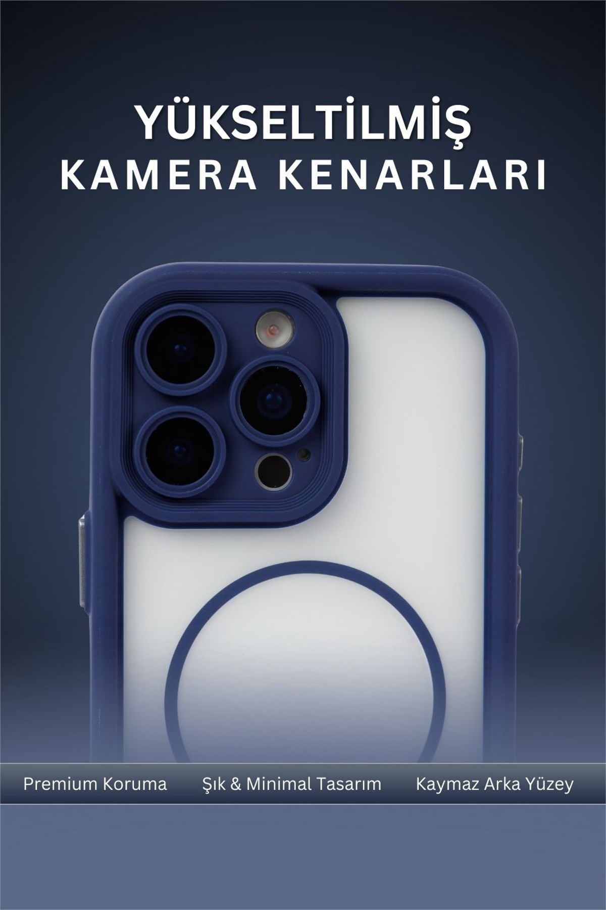 iPhone 16 Pro Max Kılıf – Kamera Korumalı – MagSafe Uyumlu – Lacivert Renk – Mat Silikon Telefon Kılıfı