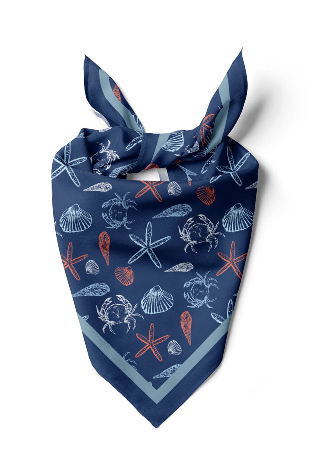 Kadın Lacivert Shell Desenli 50x50 Bandana