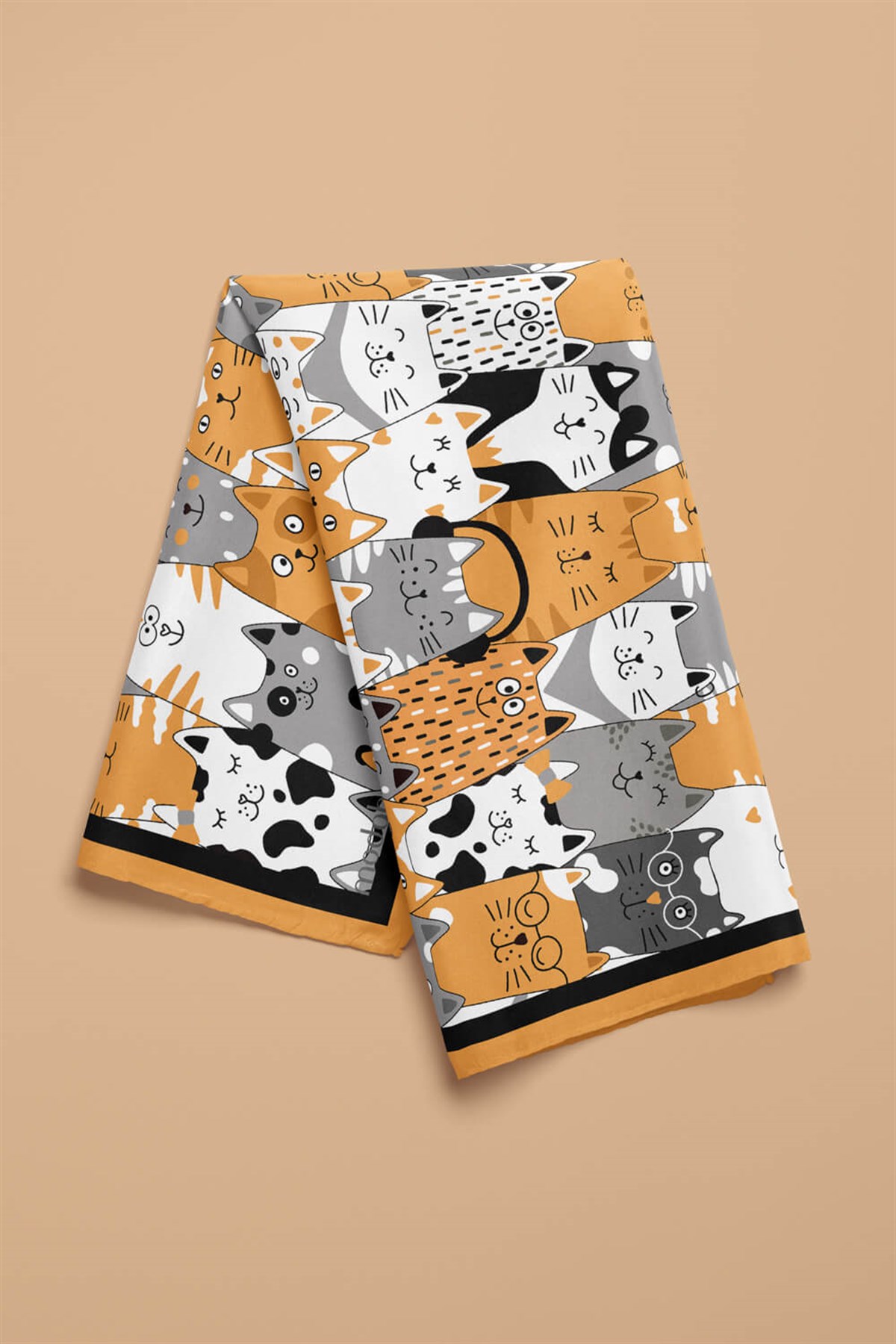 Violla Kedi Desenli Bandana
