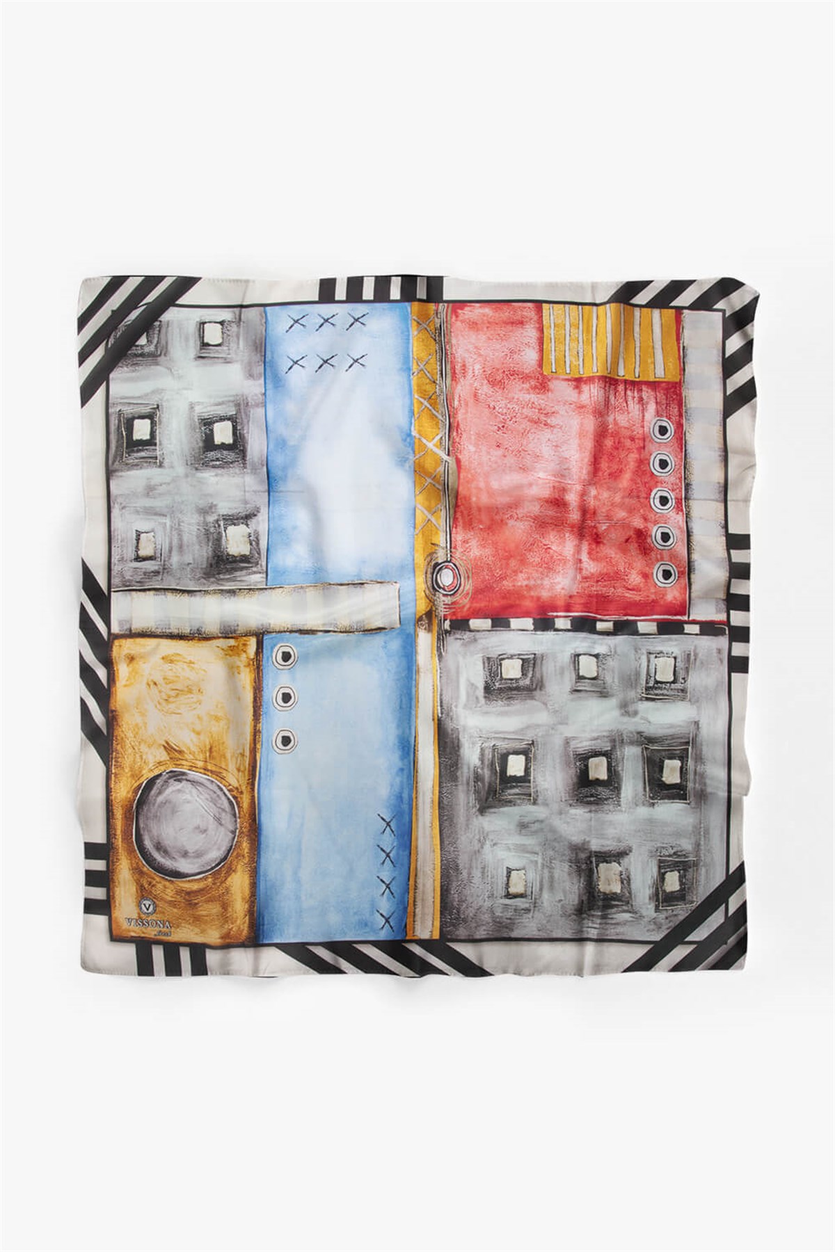 %100 İpek Kadın Desenli Bandana 80x80