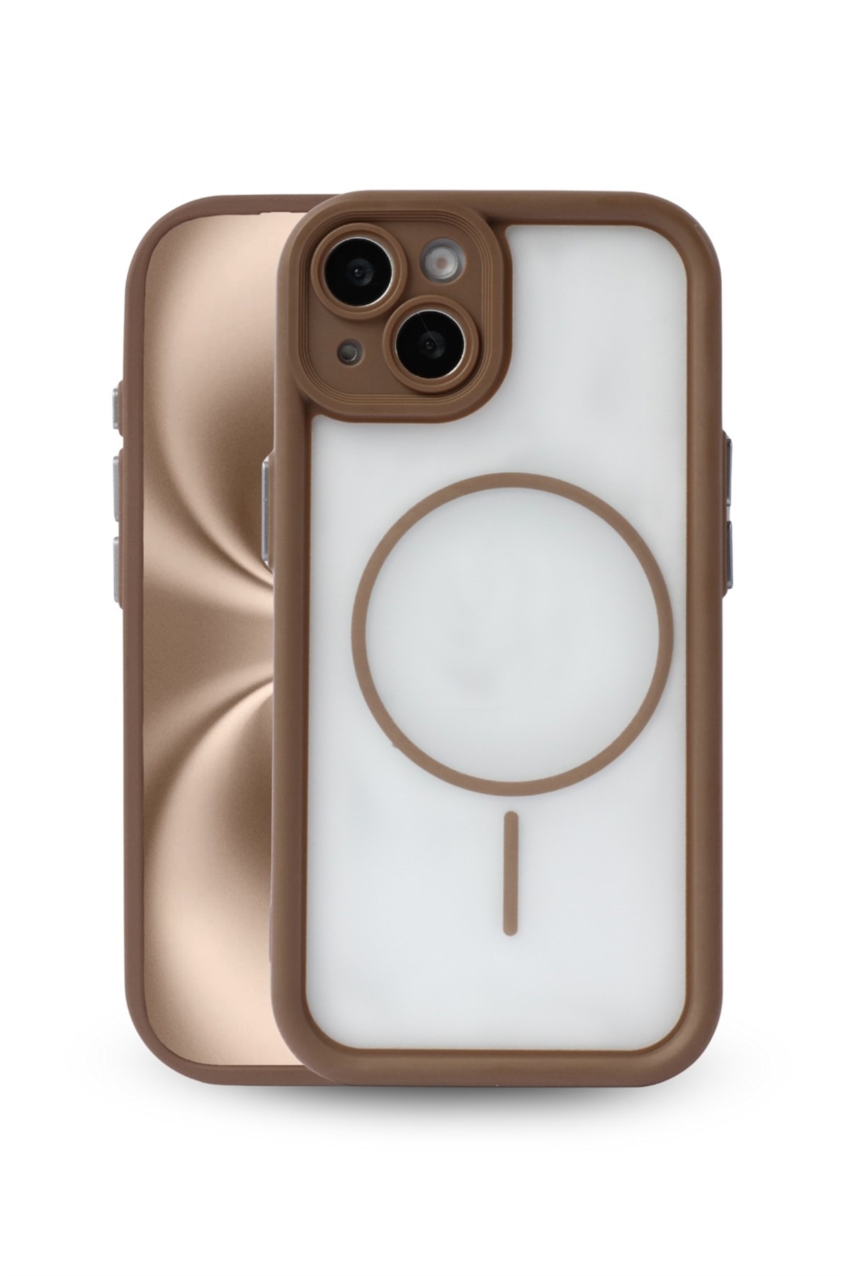 iPhone 15 Kılıf – Kamera Korumalı – MagSafe Uyumlu – Haki Renk – Mat Silikon Telefon Kılıfı