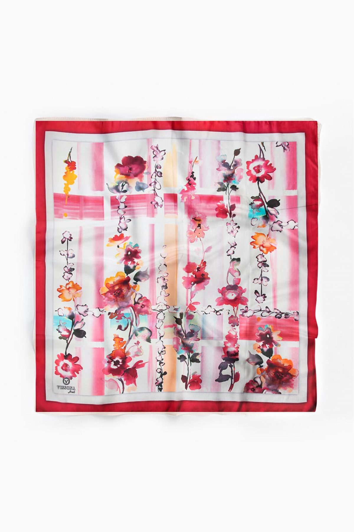 %100 İpek Kadın Desenli Bandana 80x80