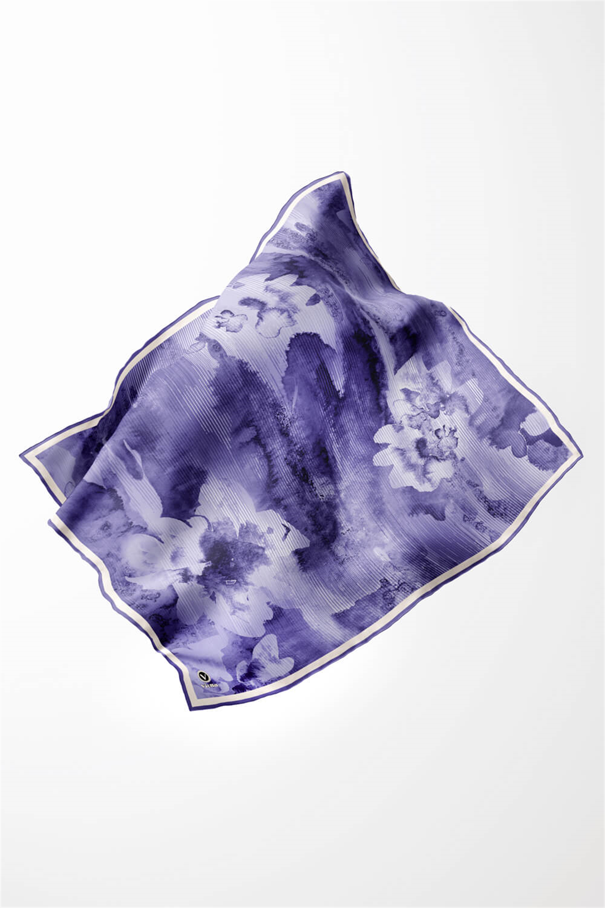 Twill Batik Desenli Saks Renkli 90x90 Eşarp (İpek İçermez) Dikim Şekli : El Dikişi