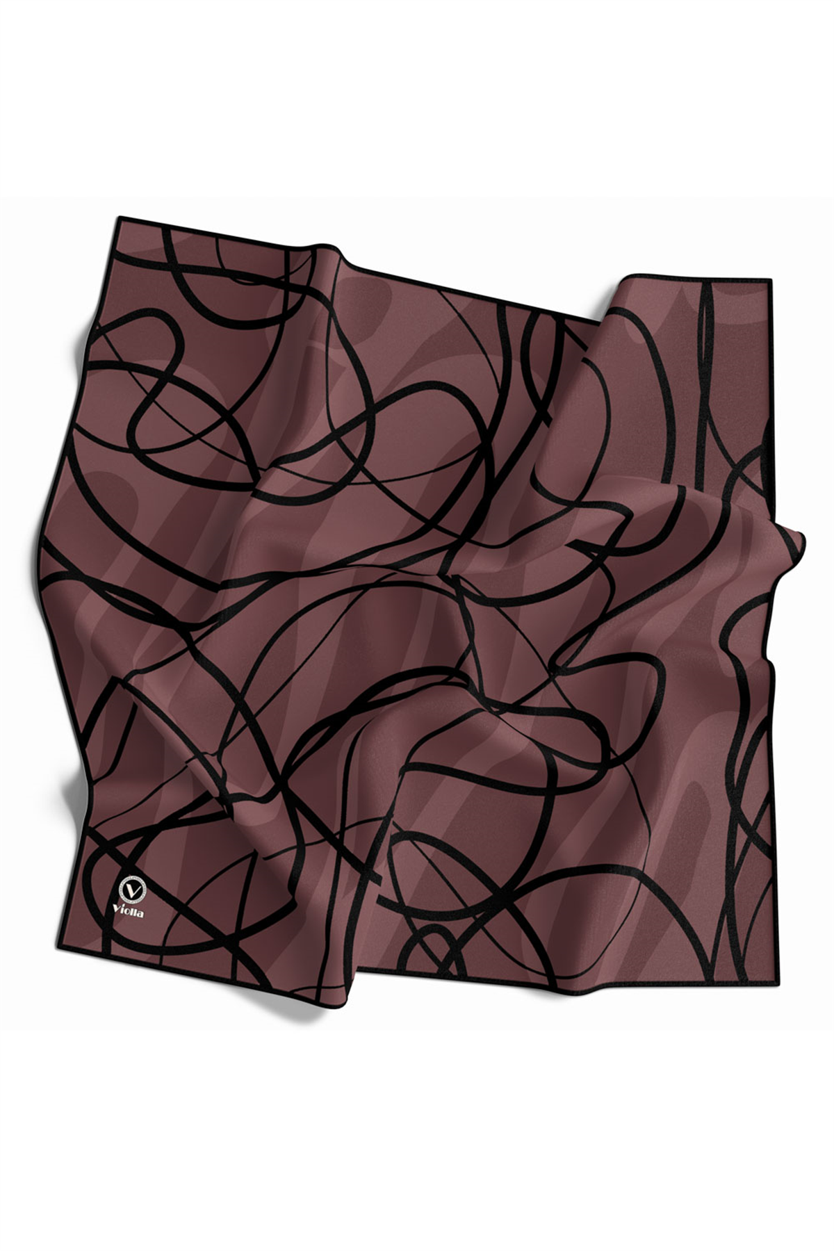 Twill Karışık Çizgi Desenli Pudra Renkli 90x90 Eşarp (İpek İçermez) Kenar Dikiş Şekli El Dikişli