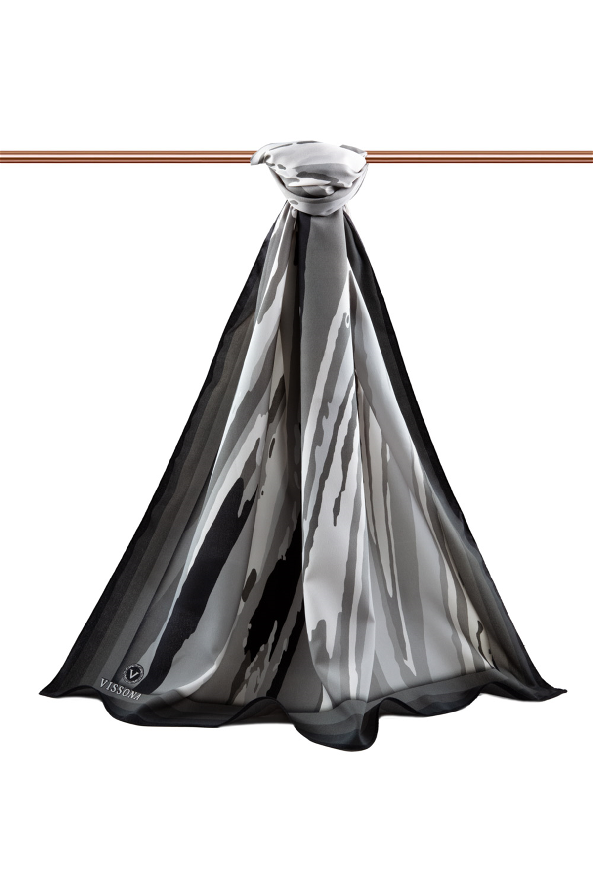 LÜKS MEDİNE İPEĞİ GEOMETRİK DESENLİ GRİ RENKLİ 75X195 KIRIŞMAZ ŞAL MOSS KREP DİKİŞ TİPİ İTALYAN DİKİŞLİ