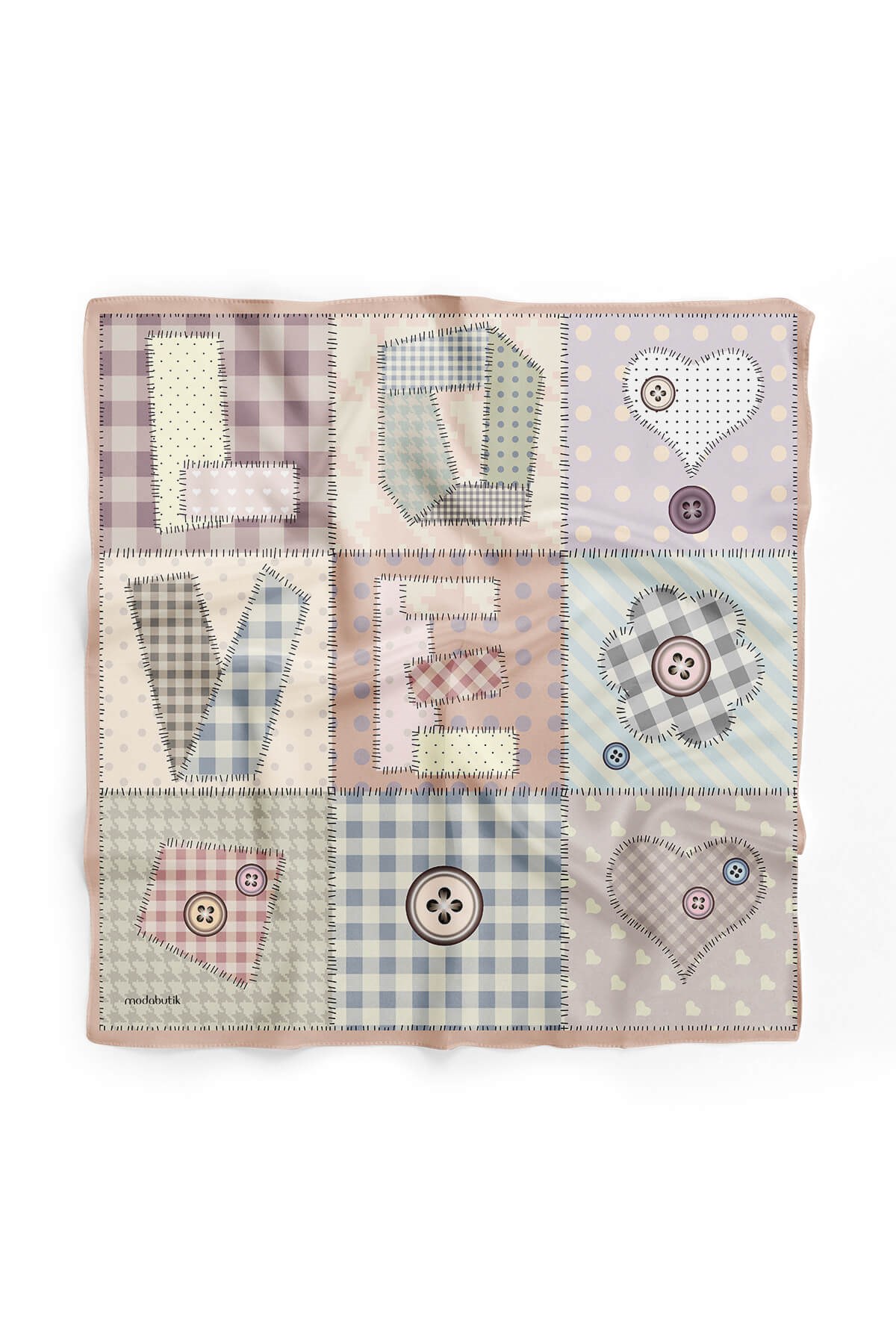 E104 Violla Patchwork Love Desenli Bandana