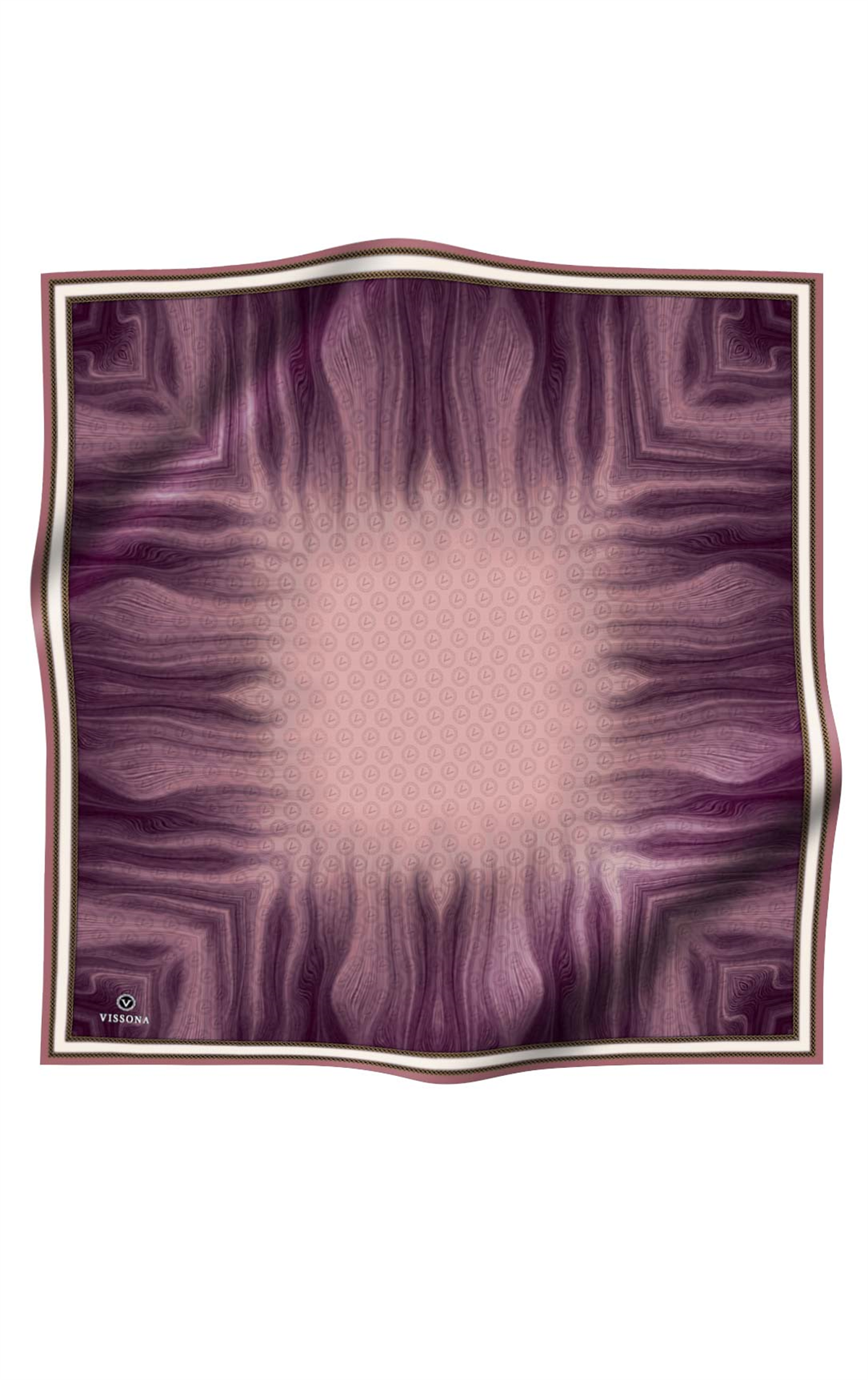 % 57 İPEK % 43 VİSKON Twill İpek Monogram Desenli Pudra Renkli 90x90 Dikim Şekli : El Dikişi Eşarp