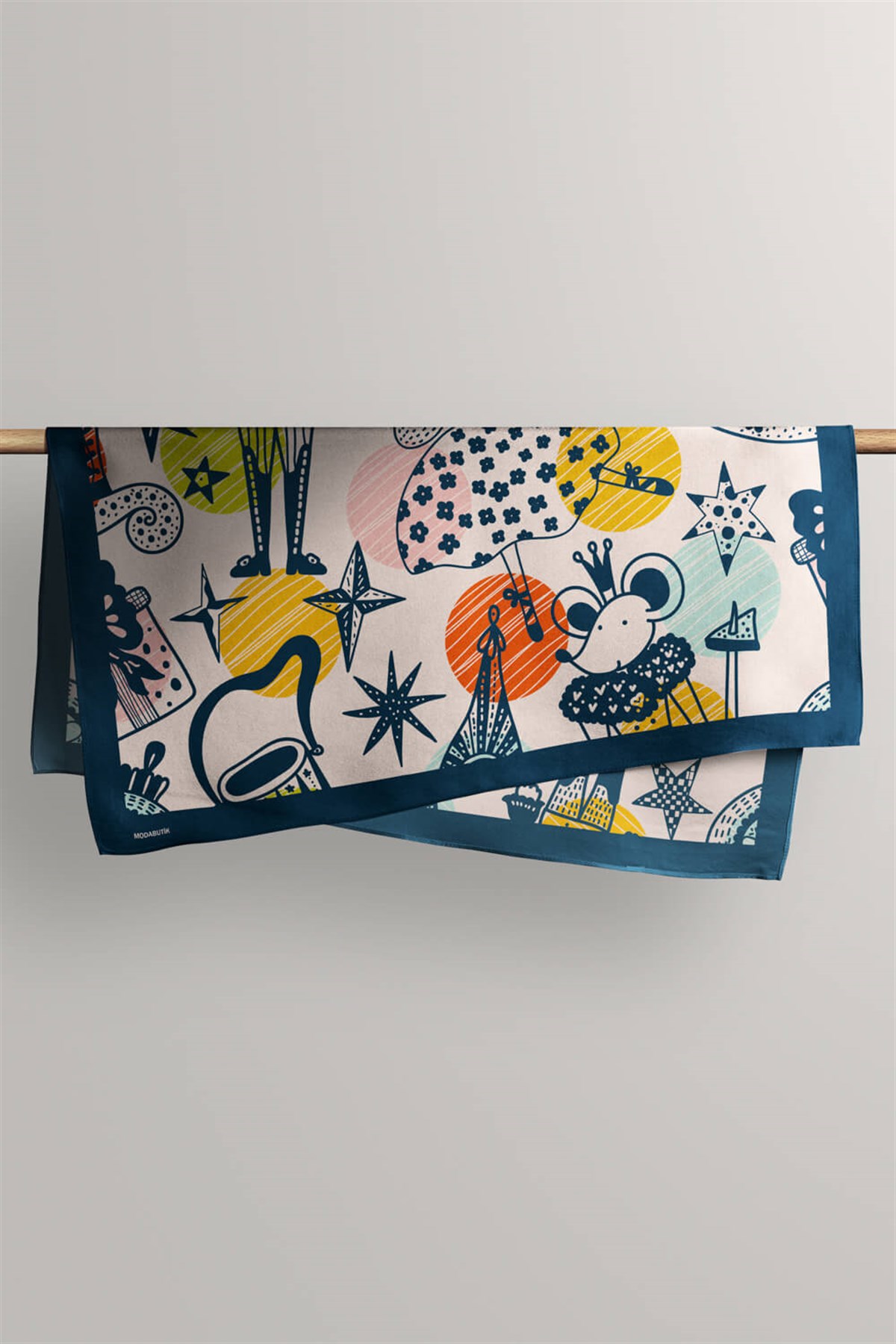 Violla Kadın Comics Desenli Bandana 50x50 Pudra DG0187-22