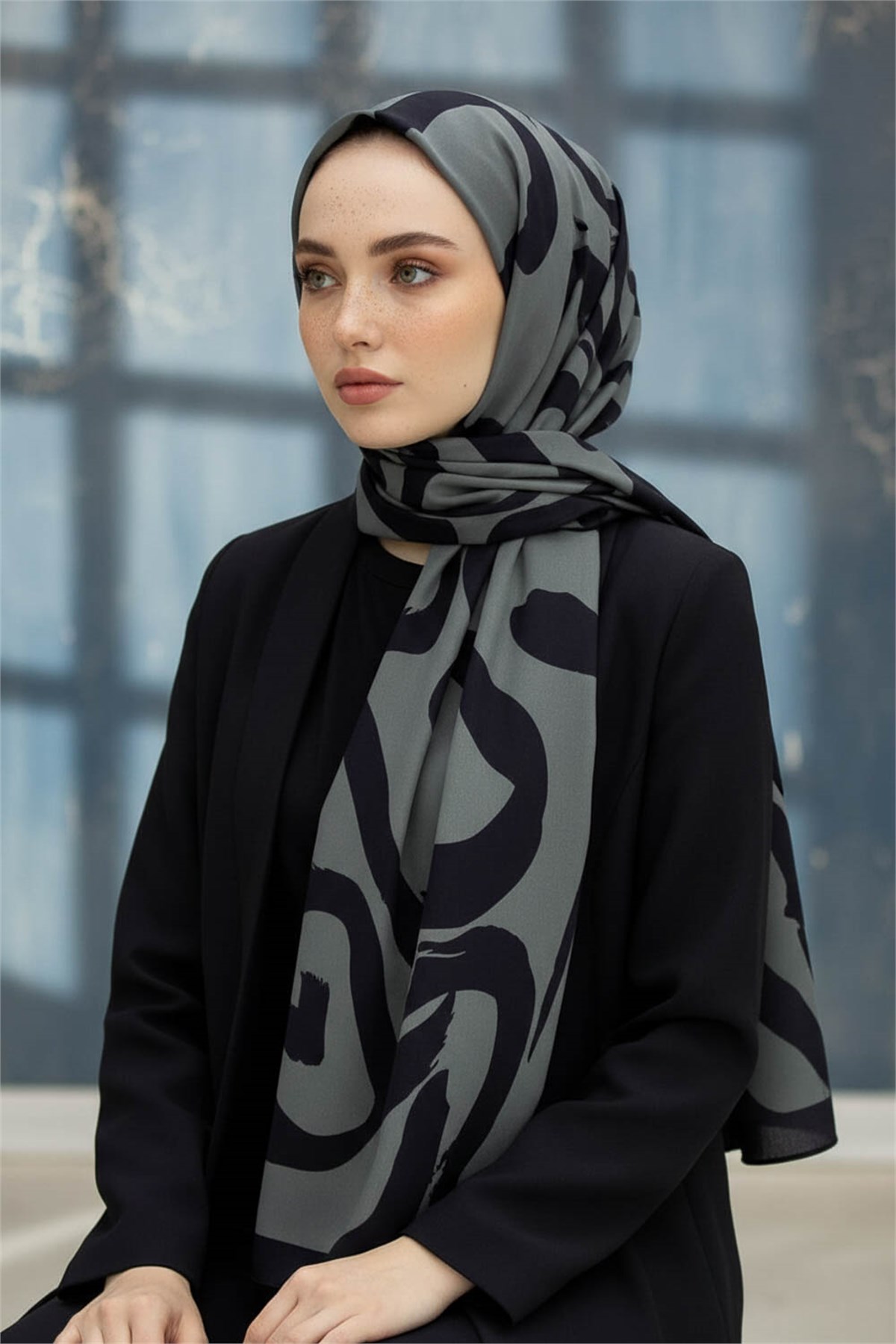 KREP FIRÇA DARBESİ DESENLİ GRİ RENKLİ 75X195 KIRIŞMAZ ŞAL