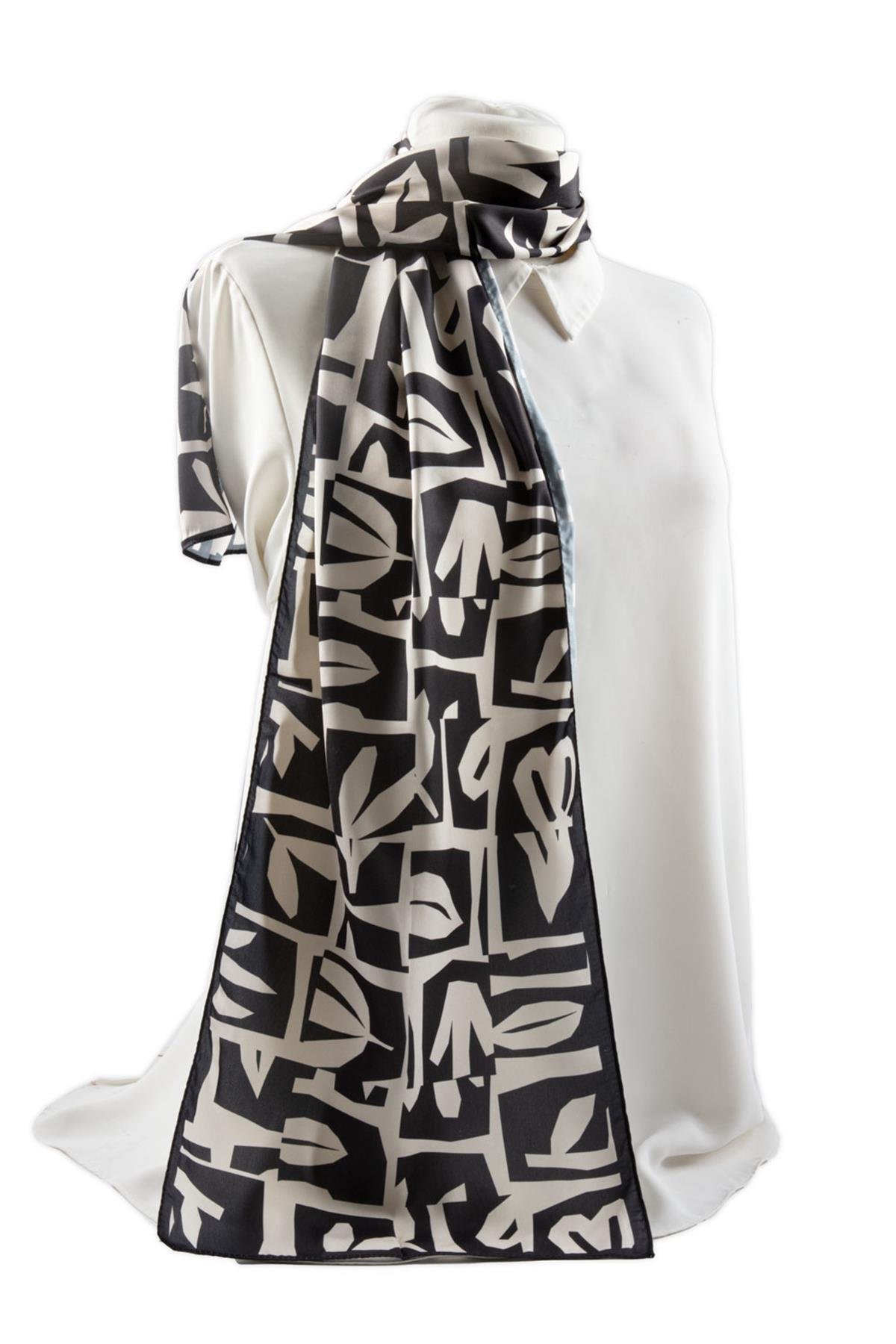 Geometrik Desenli Fular 30x140
