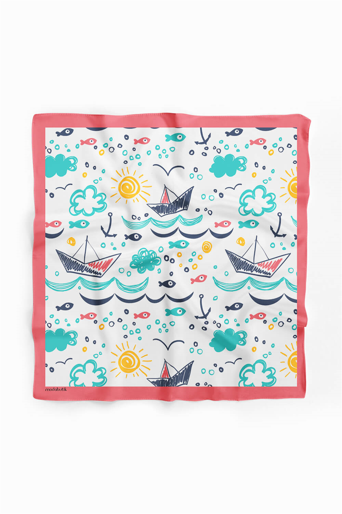 G69 Kadın Kayık Desenli 50x50 Bandana HYL DG0787-22