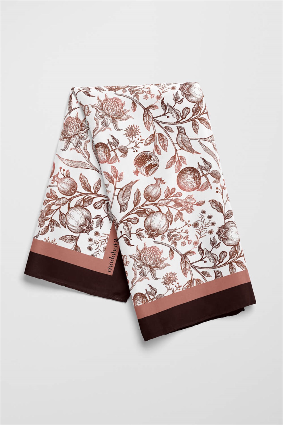 Violla F94 Kadın Kahverengi Burgeon Desenli 50x50 Bandana HYL DG0942-22