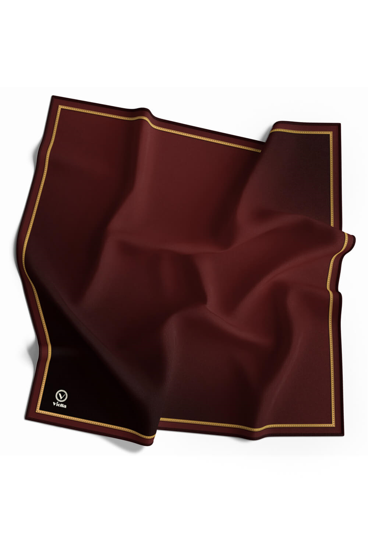 Twill Degrade Desenli Bordo Renkli 90x90 Eşarp (İpek İçermez) Kenar Dikiş Şekli El Dikişli