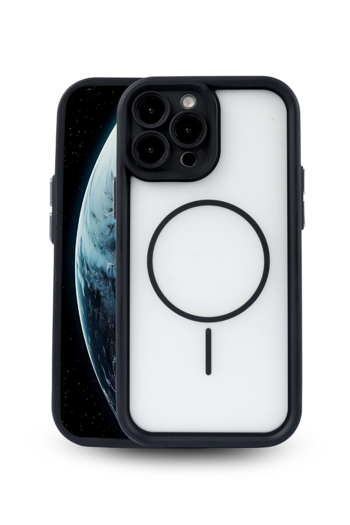 iPhone 13 Pro Max Kılıf – Kamera Korumalı – MagSafe Uyumlu – Siyah Renk – Mat Silikon Telefon Kılıfı