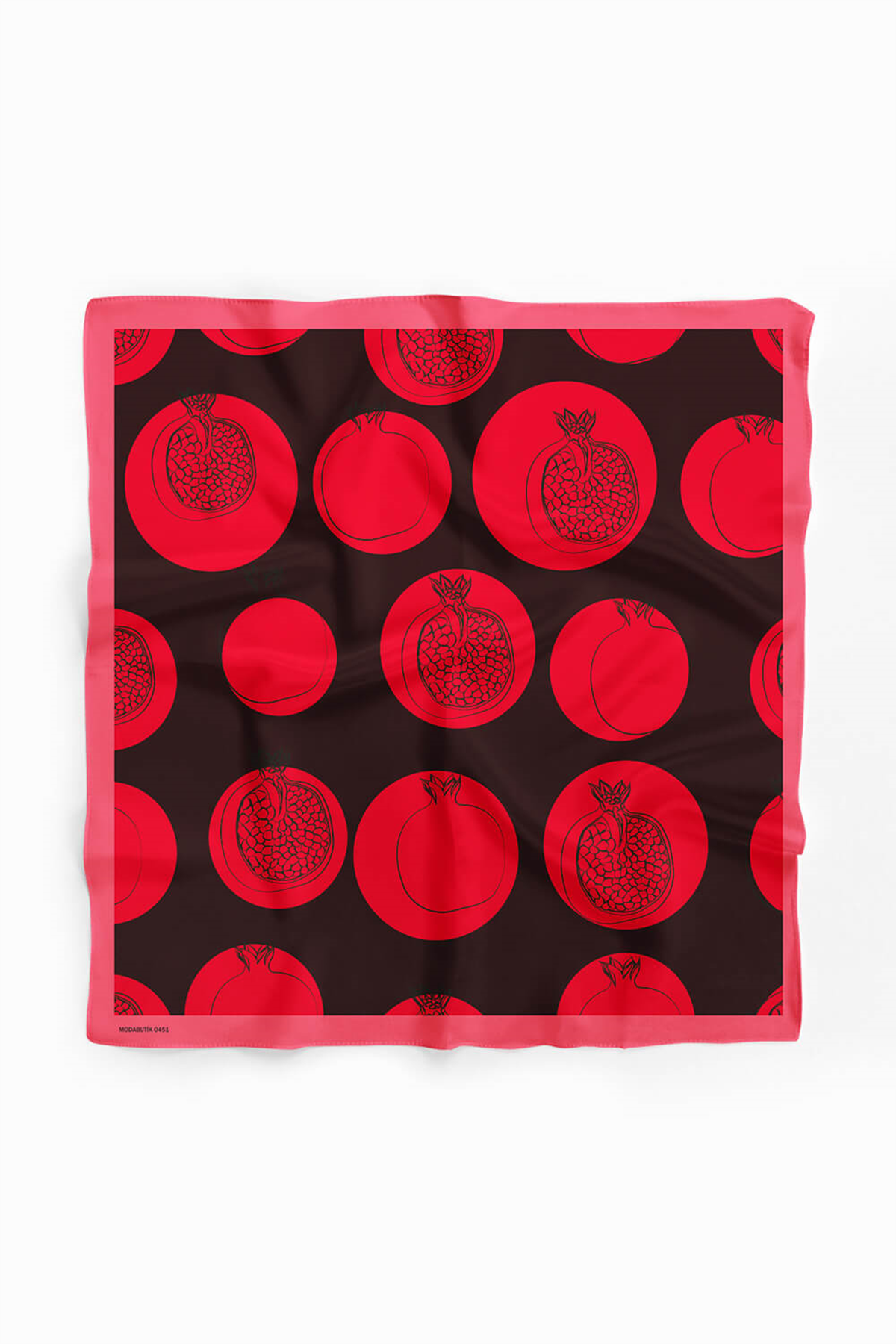 V20 Kadın Nar Desenli Bandana 50x50 Kırmızı Siyah
