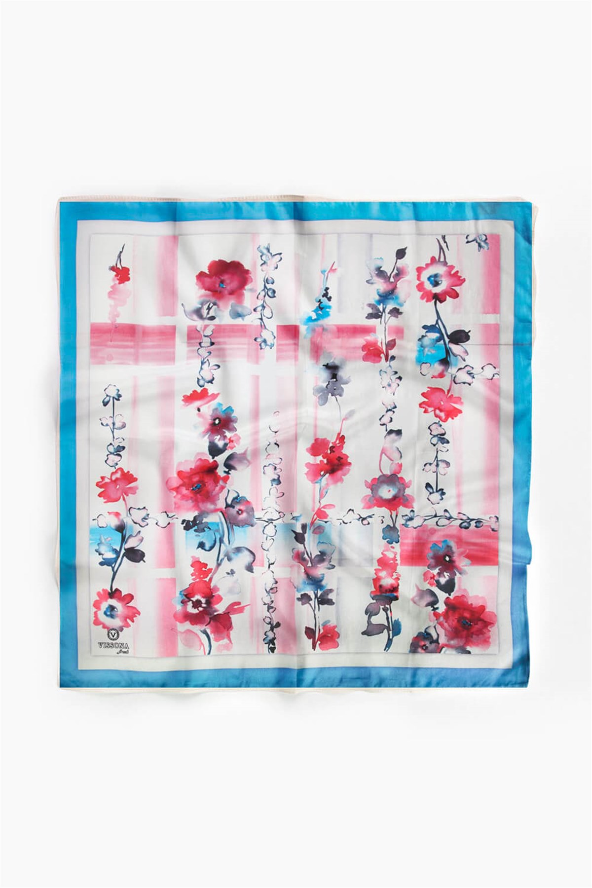 %100 İpek Kadın Desenli Bandana 80x80