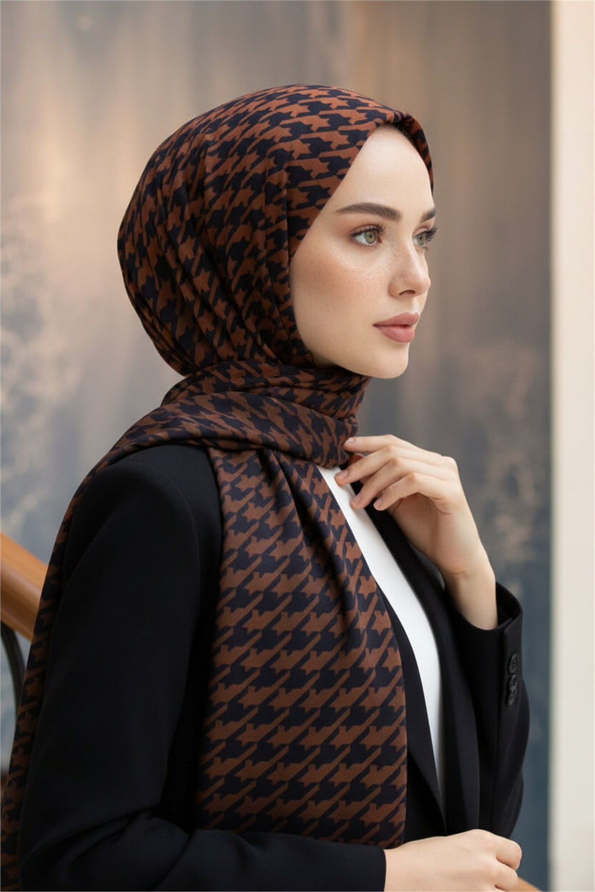 KREP KAZAYAĞI DESENLİ TABA RENKLİ 75X195 KIRIŞMAZ ŞAL