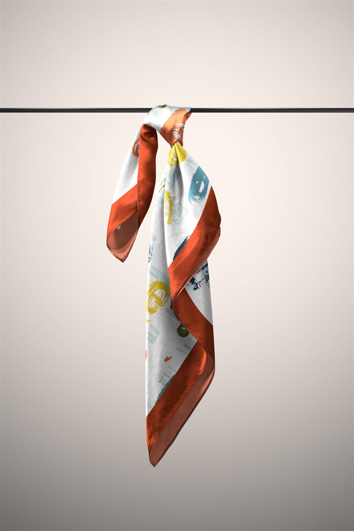 Violla D72 Kadın Puan Desenli Bandana 50x50 Kırmızı Turuncu DG0420-22