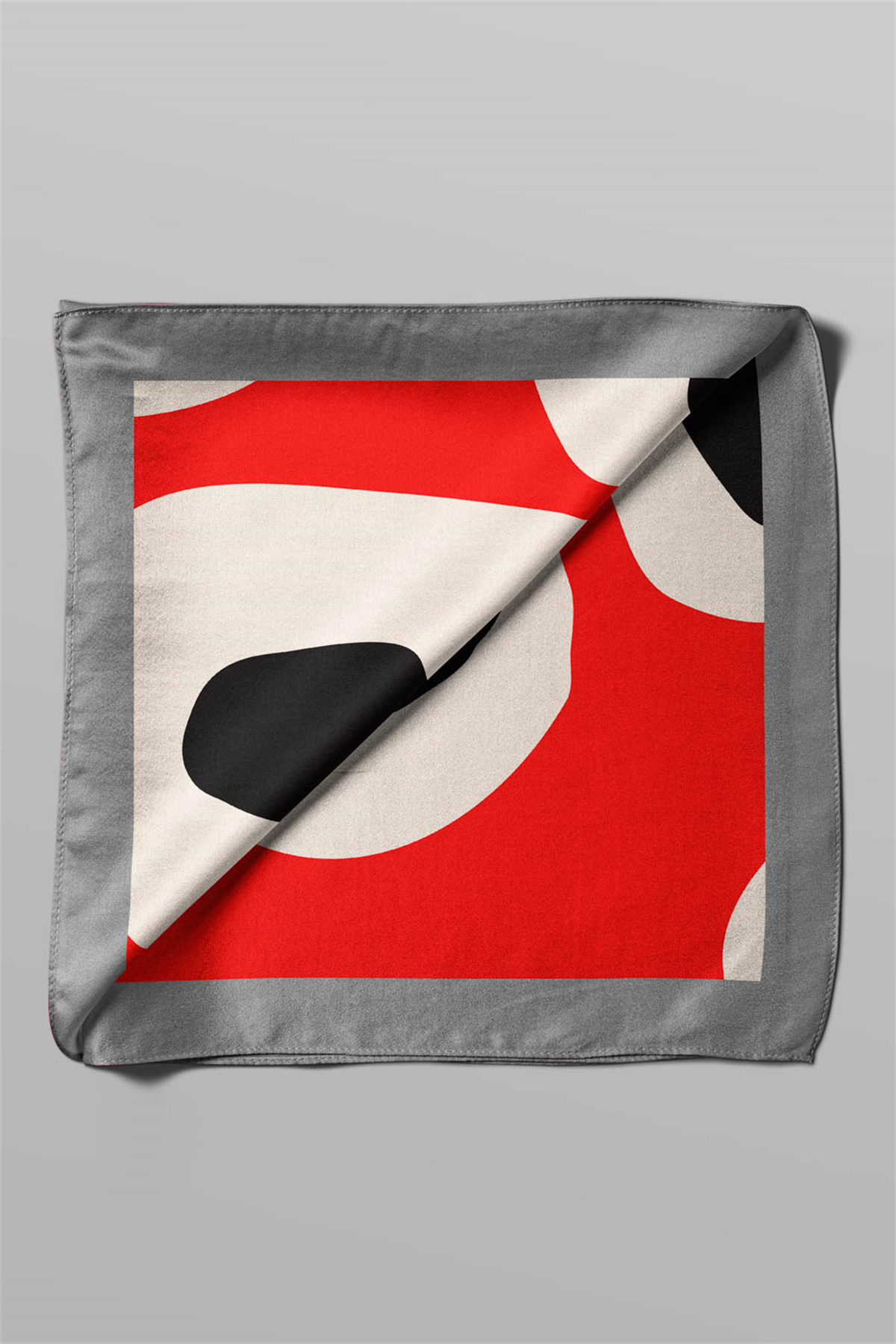 F87 Kadın Leke Desenli Bandana 50x50 Kırmızı Siyah DG0415-22 Snz