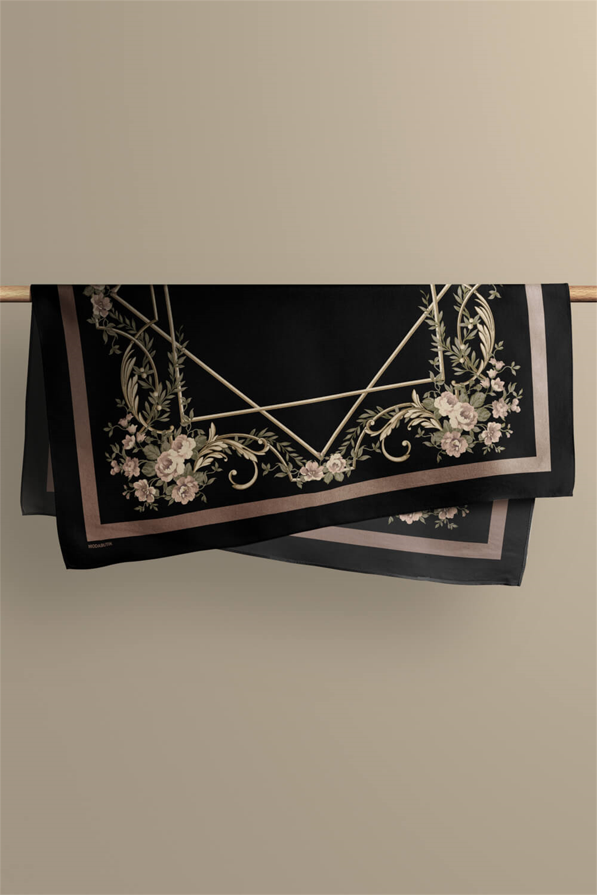 Kadın Yeşil Divan Desenli 50x50 Bandana HYL DG0963-22