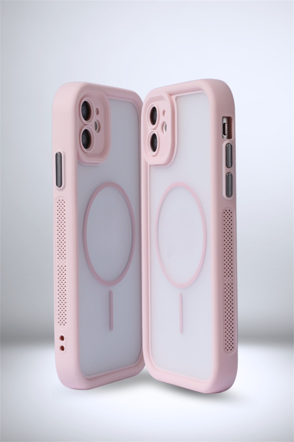 iPhone 11 Kılıf – Kamera Korumalı – MagSafe Uyumlu – Pembe Renk – Mat Silikon Telefon Kılıfı