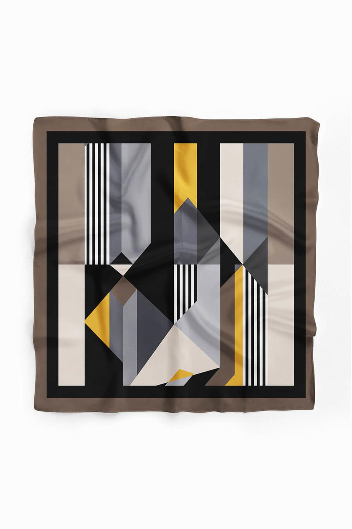 G42 Kadın Gri Geometrik Desenli 50x50 Bandana DG01526-22