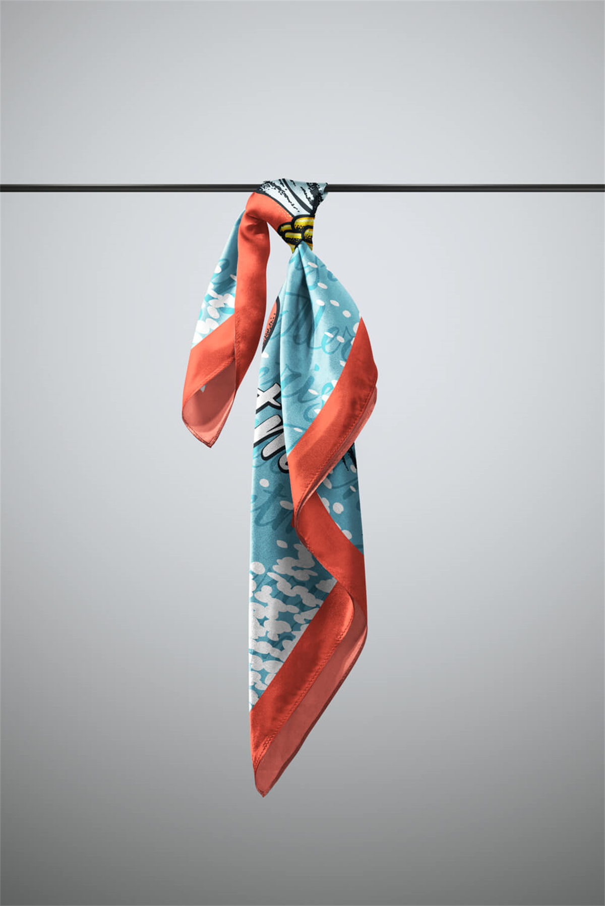 Kadın Buz Mavi Cock Desenli 50x50 Bandana HYL DG0838-22