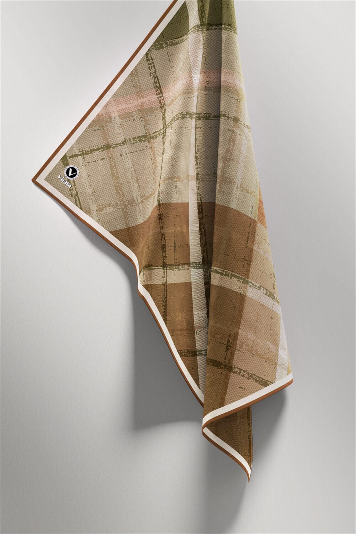 Twill Eskitme Desenli Somon Renkli 90x90 Eşarp (İpek İçermez) Kenar Dikiş Şekli El Dikişli