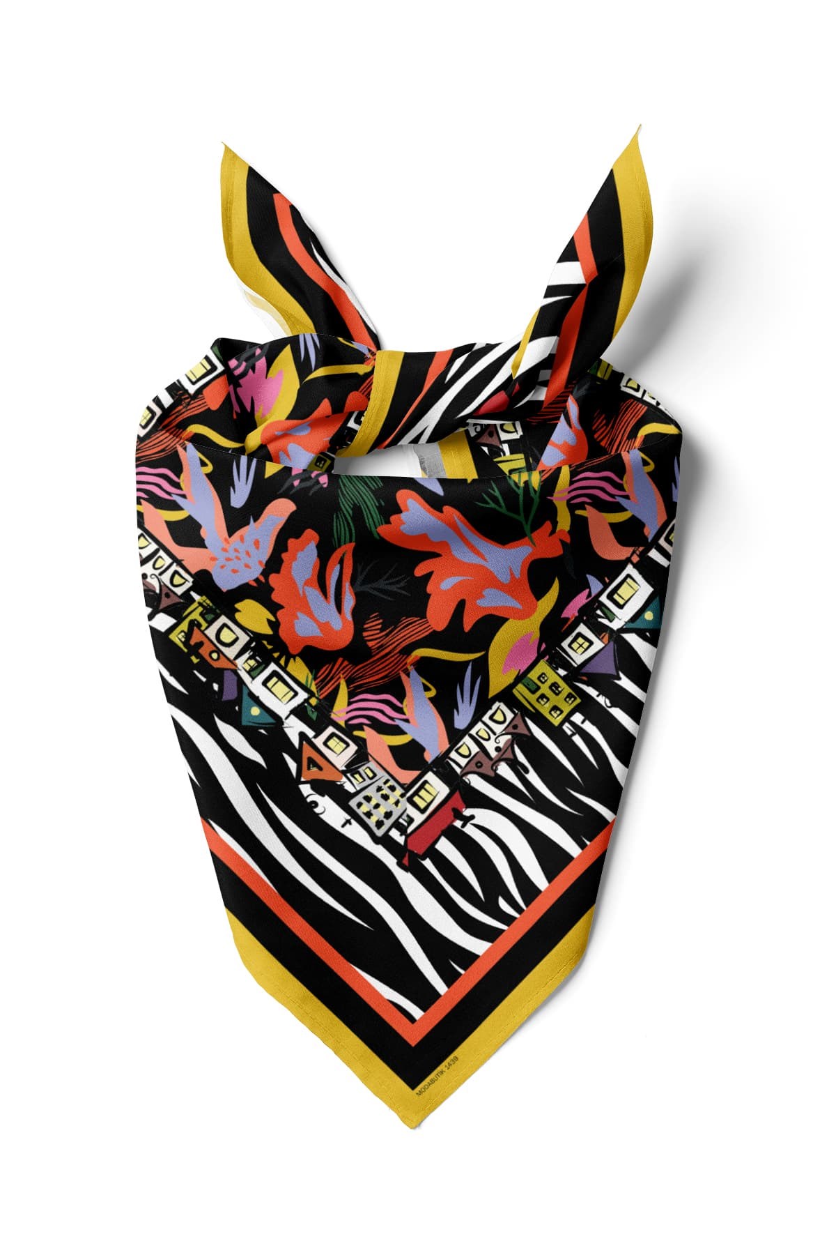 Violla C31 Kadın Zebra Siyah Beyaz Home Desenli 50x50 Bandana