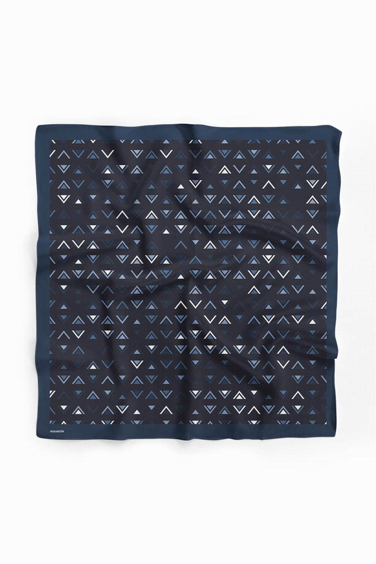 Kadın Üçgen Desenli Bandana 50x50 Siyah Mavi Beyaz DG0485