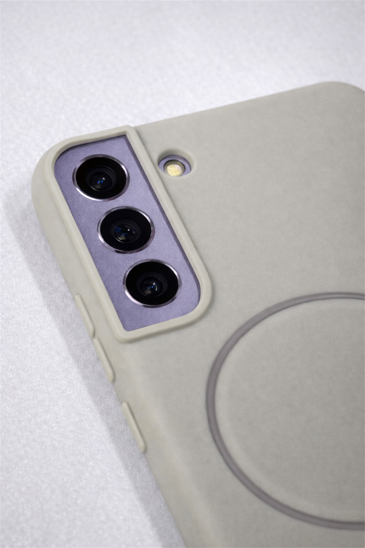 SAMSUNG Galaxy S22 Uyumlu İçi Kadife Magsafe Wireless Şarz Özellikli Taş Renkli Telefon Kılıfı