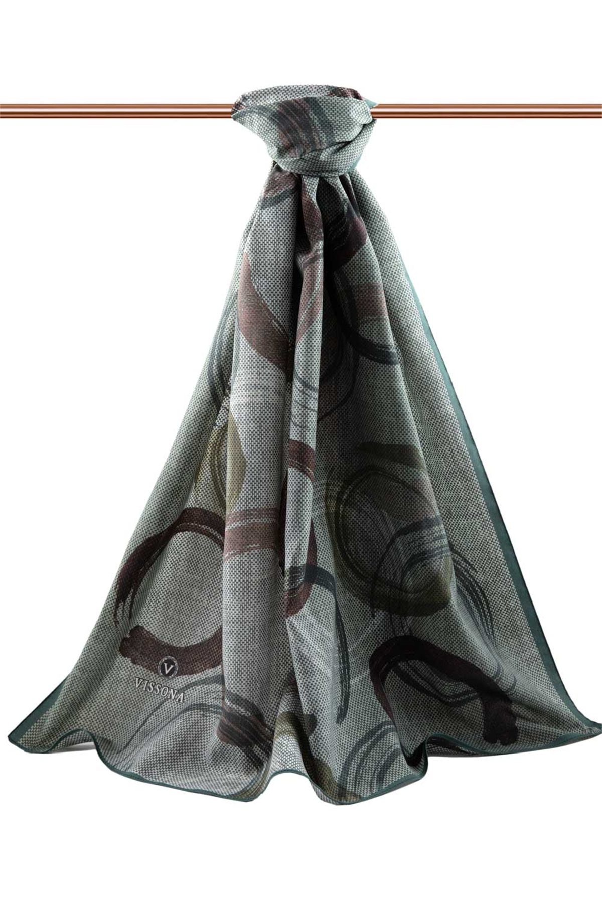 LÜKS MEDİNE GEOMETRİK DESENLİ ZÜMRÜT YEŞİLİ RENKLİ 75X195 KIRIŞMAZ ŞAL MOSS KREP DİKİŞ TİPİ İTALYAN DİKİŞLİ