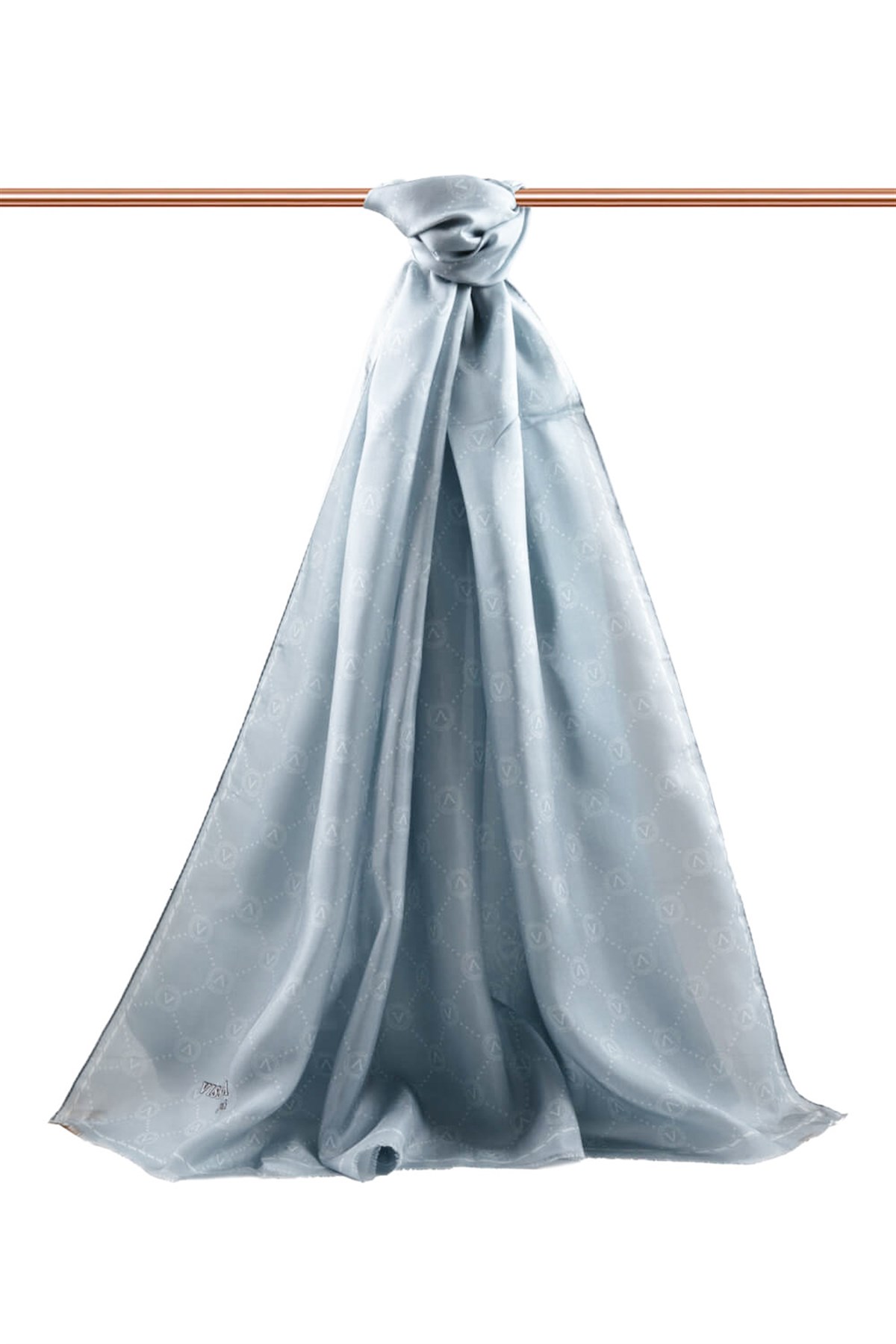 % 100 İpek V Logo Desenli Mint Yeşili Renkli 90x210 Şal