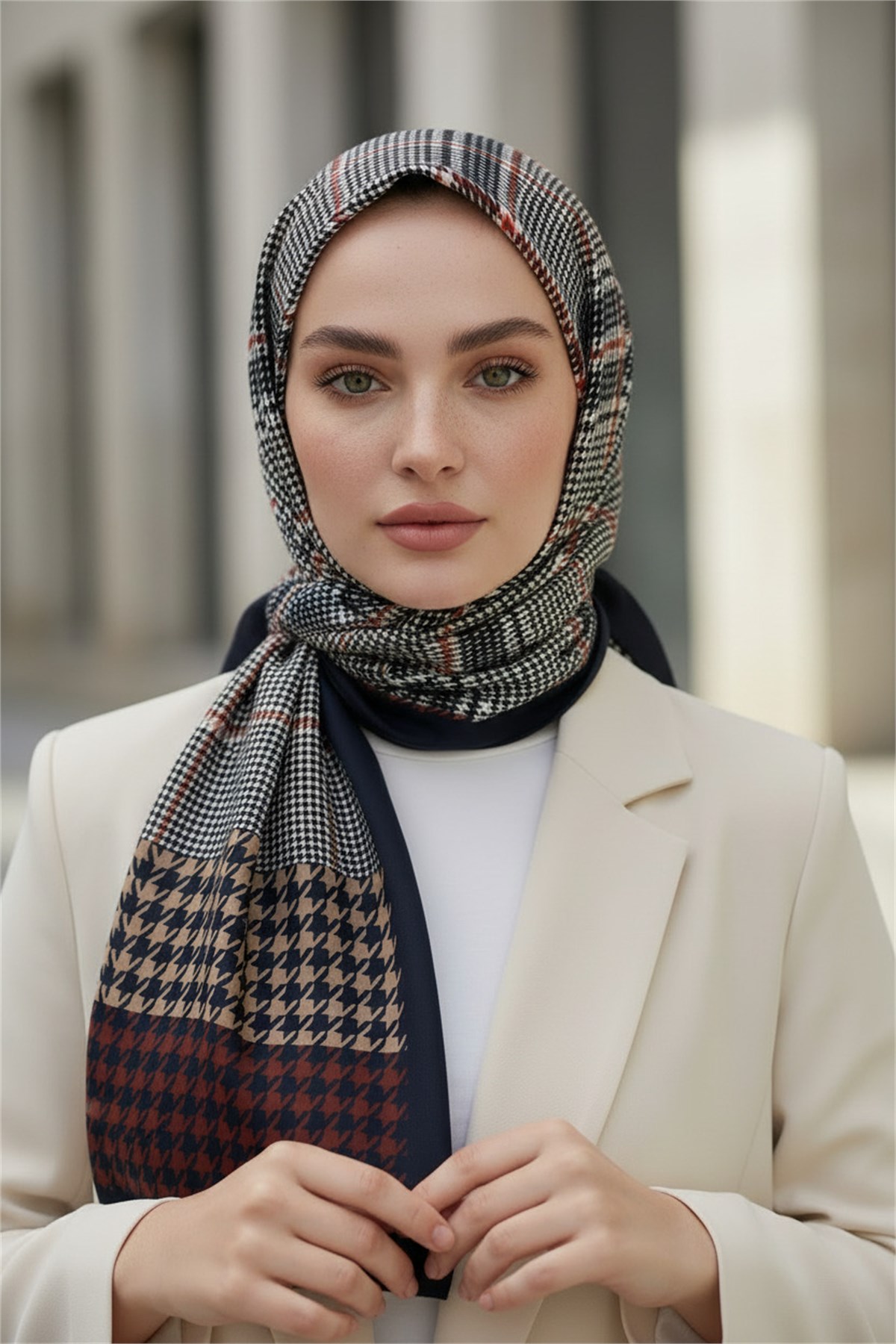 KREP EKOSELİ KAZAYAK DESENLİ BORDO RENKLİ 75X195 KIRIŞMAZ ŞAL