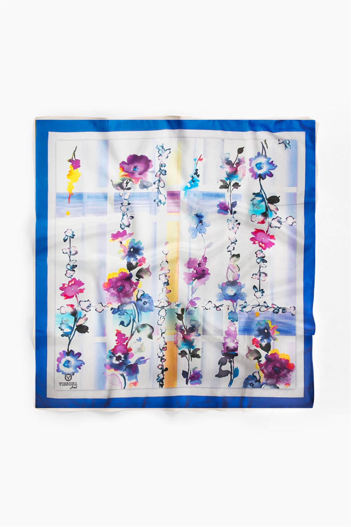 %100 İpek Kadın Desenli Bandana 80x80