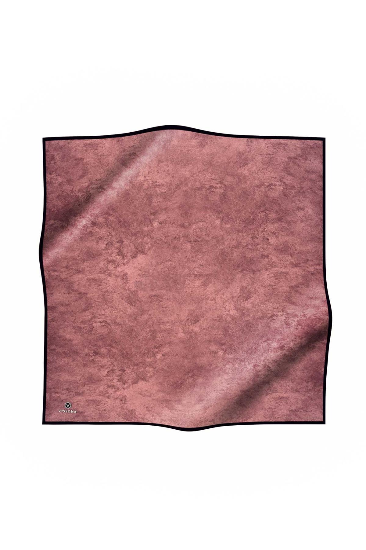 %100 Twill İpek Doku Desenli Gül Kurusu Renkli 90x90 Eşarp Dikim Şekli : El Dikişi