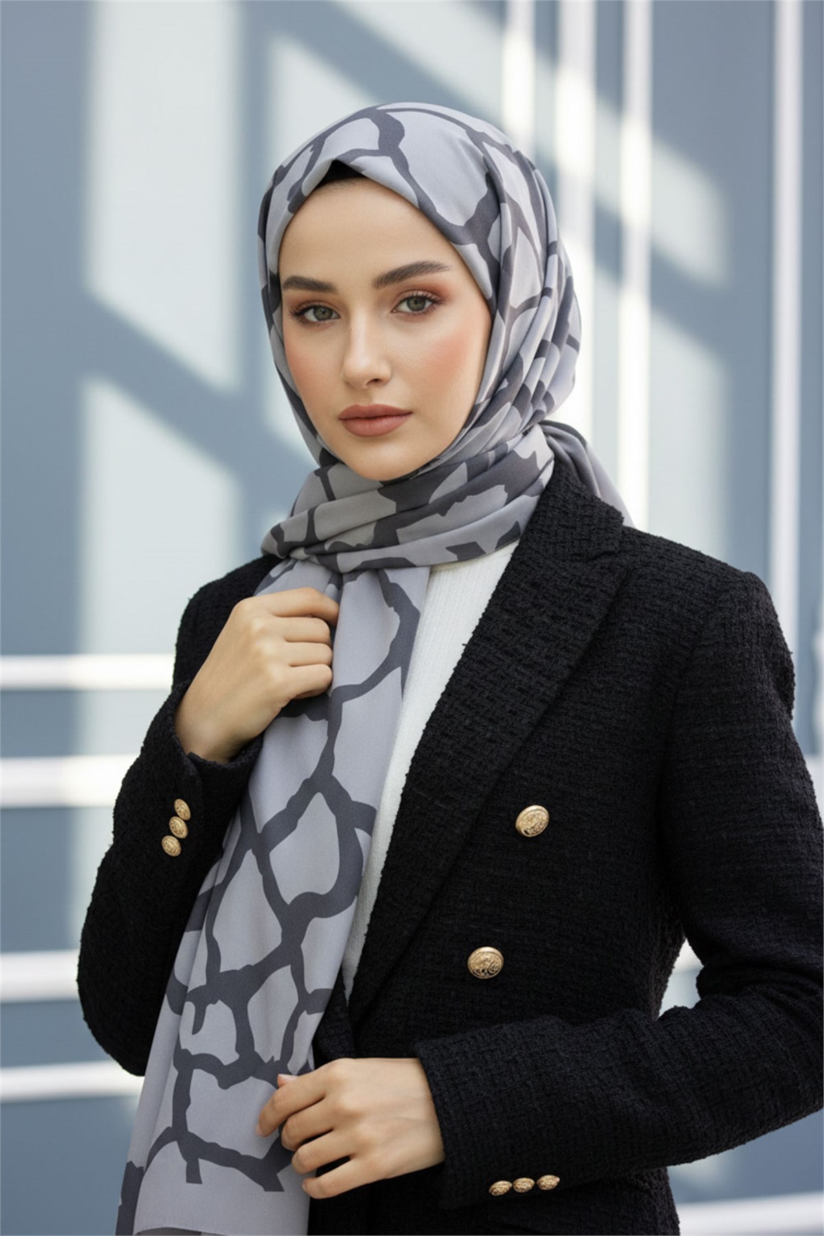 KREP TAŞ DESENLİ GRİ RENKLİ 75X195 KIRIŞMAZ ŞAL