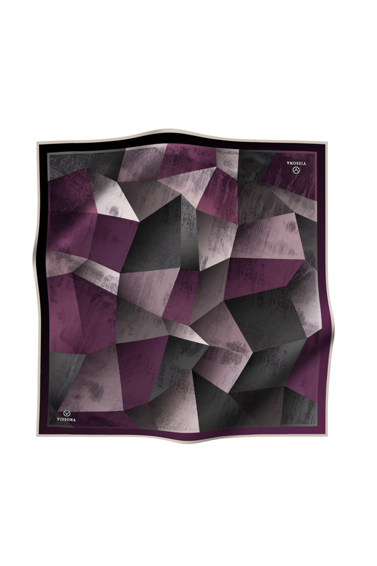 % 57 İPEK % 43 VİSKON Twill İpek Geometrik Desenli Gri - Gül Kurusu Renkli 90x90 Eşarp Dikim Şekli : El Dikişi