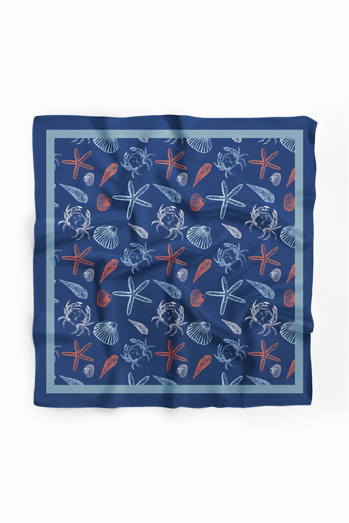Kadın Lacivert Shell Desenli 50x50 Bandana