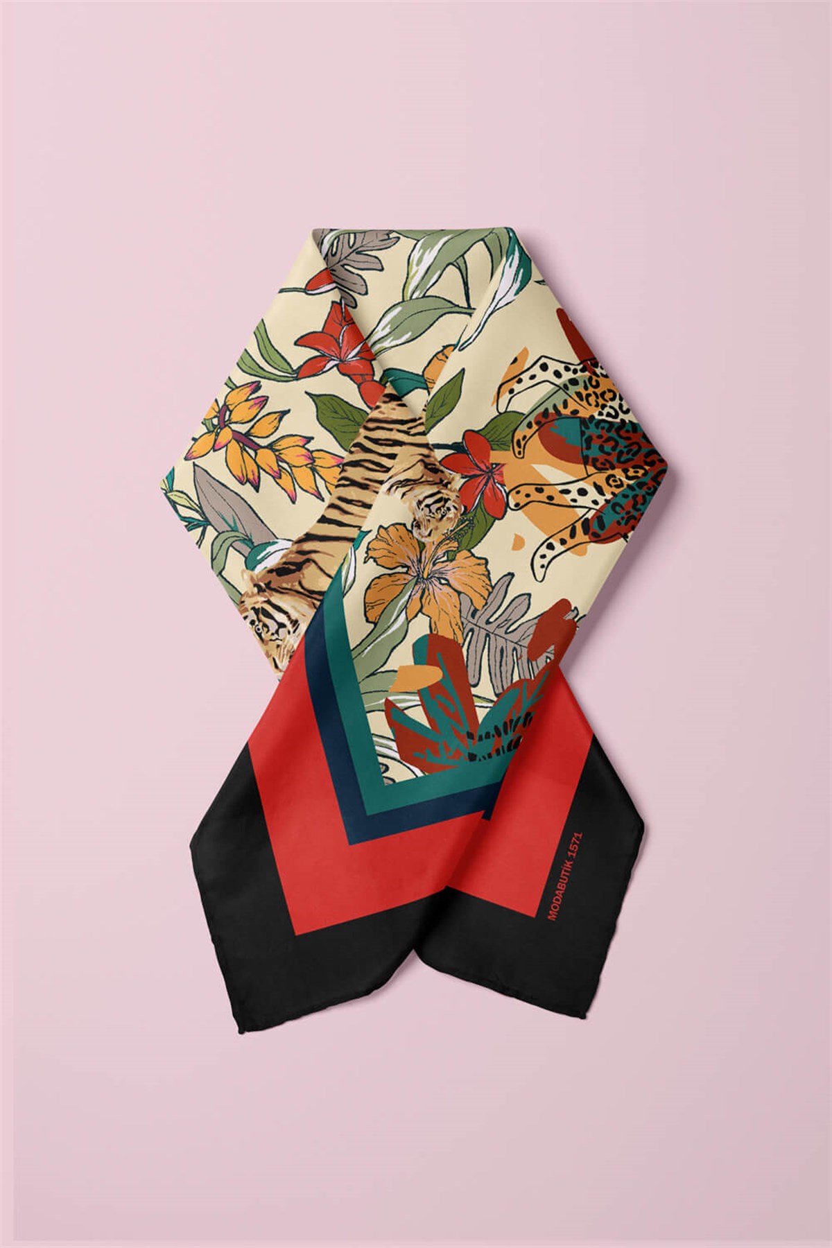 Violla C89 Kadın Kaplan Desenli 50x50 Bandana DG01571-22