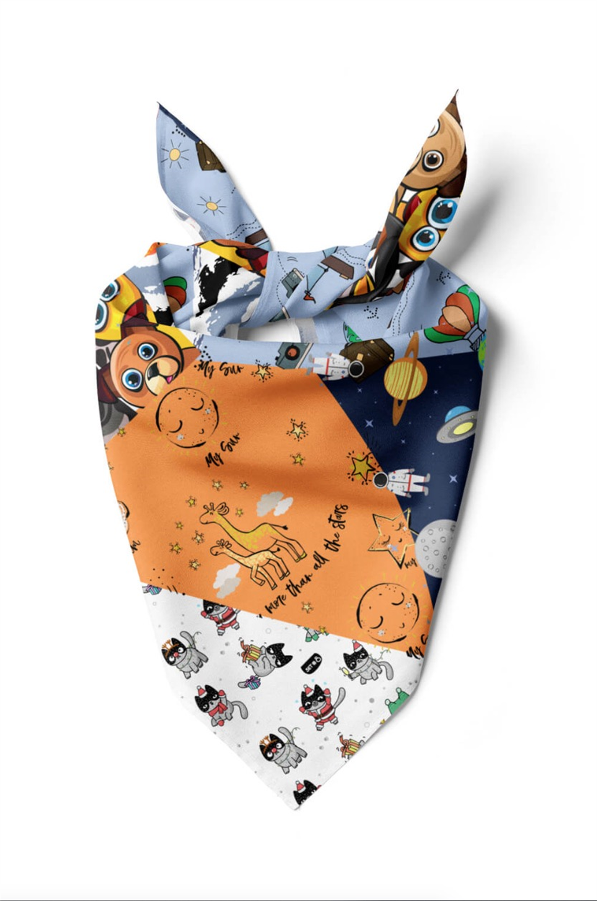 H39 Özel Üretim Dog Desenli Köpek Bandanası Turuncu 50x50 DG2072