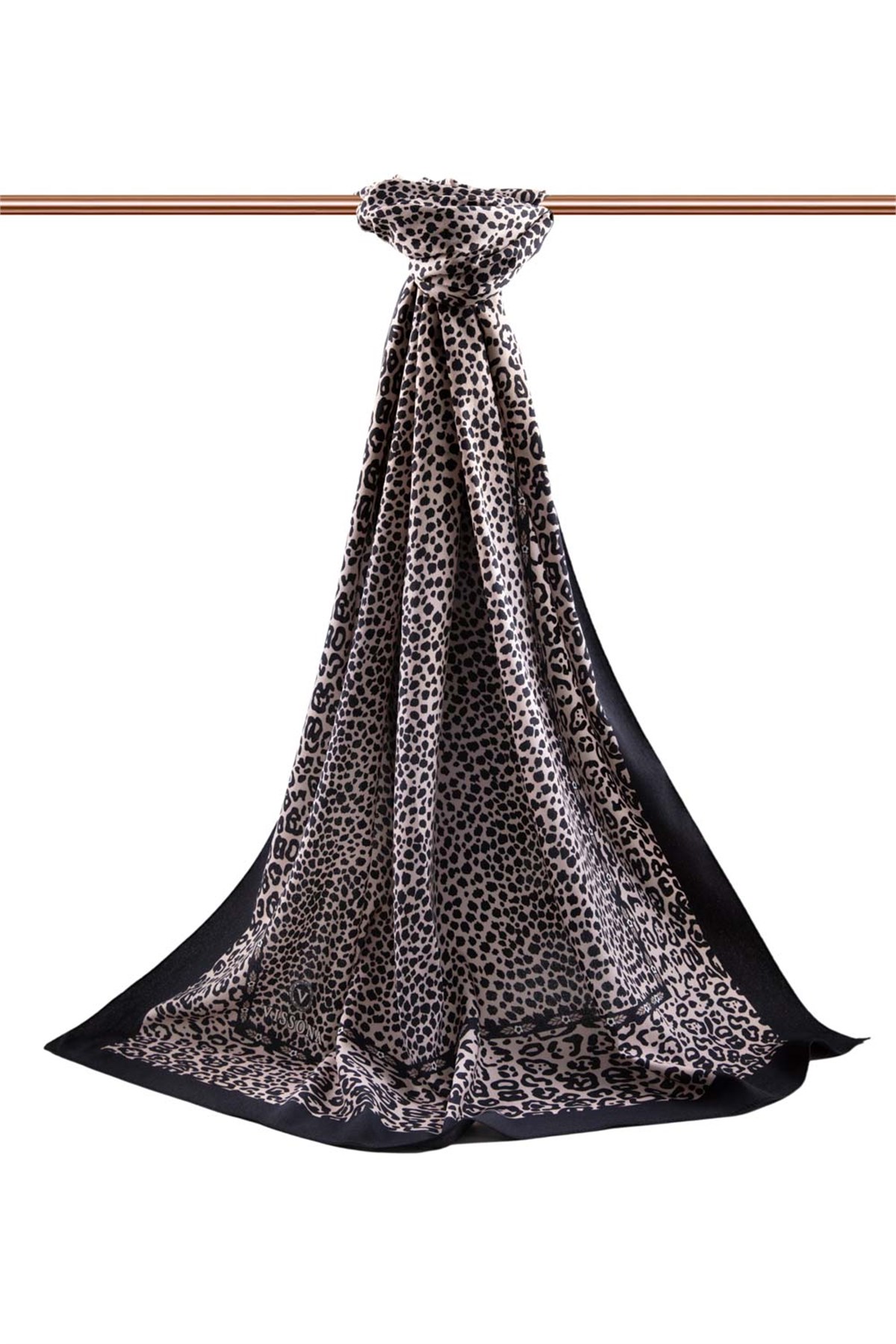 KREP LEOPAR DESENLİ VİZON RENKLİ 75X195 KIRIŞMAZ ŞAL