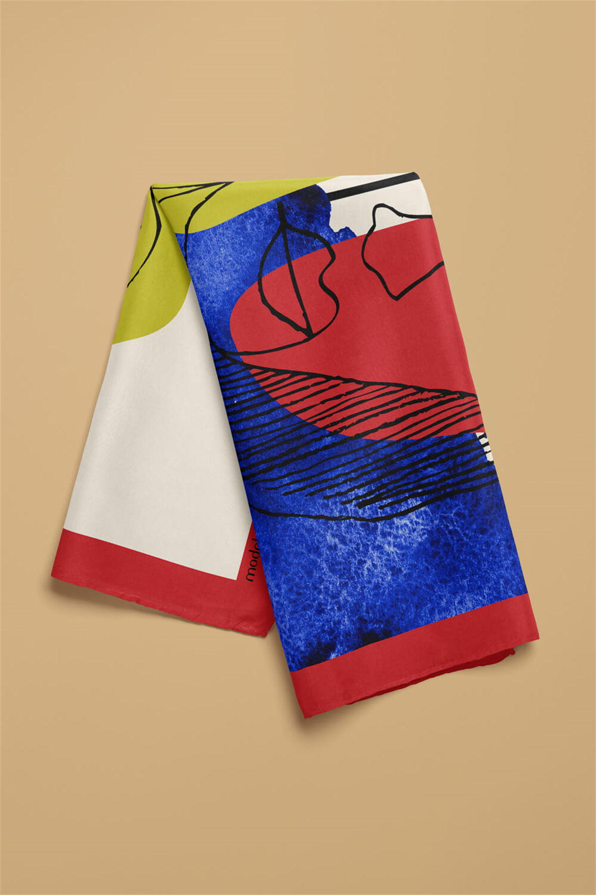 V12 Kadın Portre Desenli Bandana 50x50 Gri Mavi DG0489-22