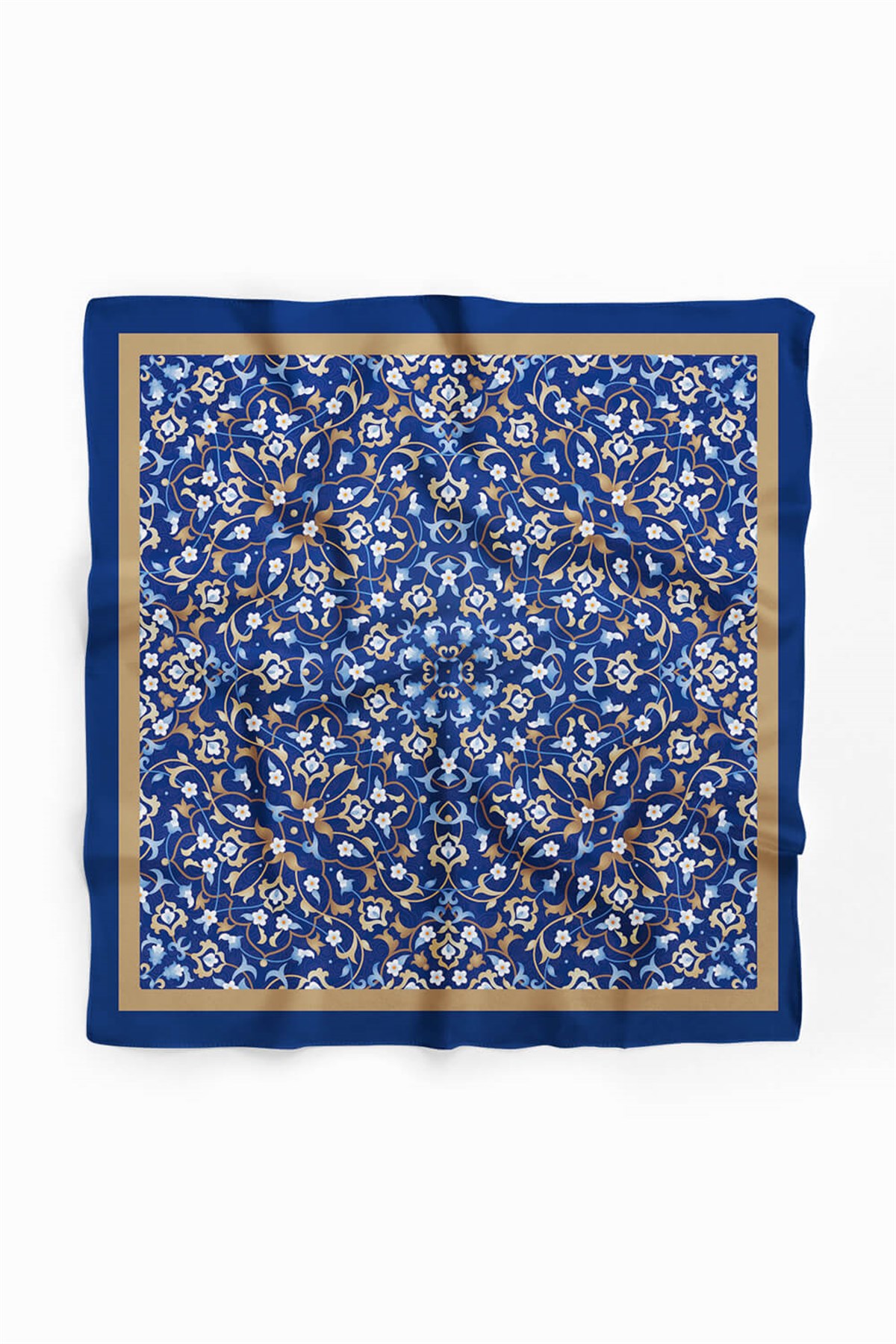 Violla C36 Kadın Lacivert Dairesel Çiçek Desenli 50x50 Bandana HYL DG0623-22