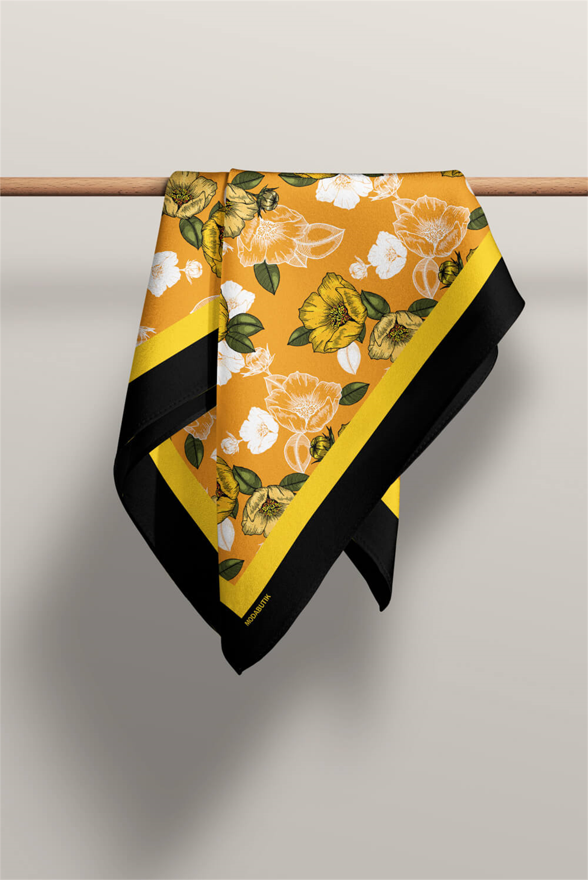 C98 Kadın Kavuniçi Sarı Sevda Desenli 50x50 Bandana HYL DG0993-22