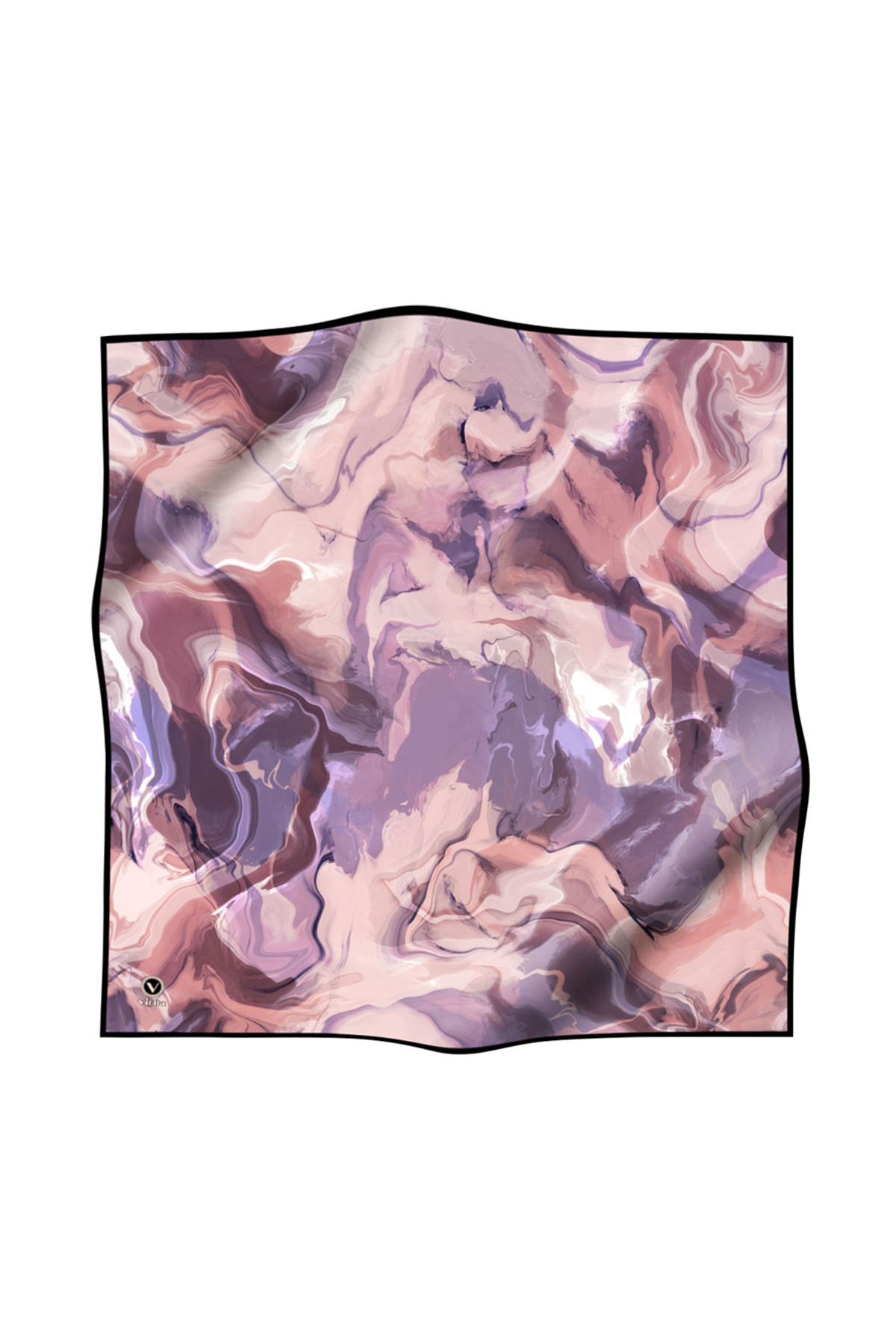 Twill Batik Desenli Lila Renkli 90x90 Eşarp (İpek İçermez) Kenar Dikiş Şekli El Dikişli