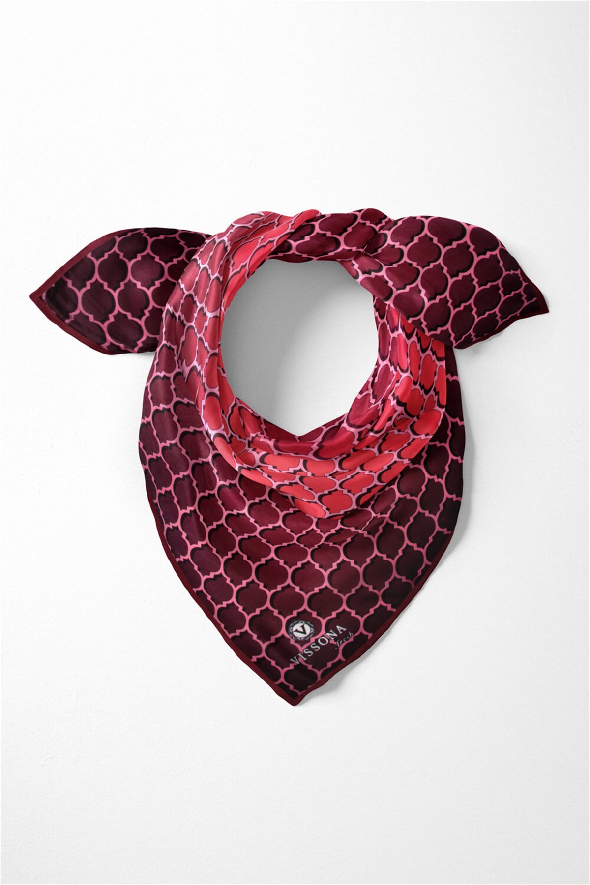 %100 İpek Kadın Desenli Bandana 80x80