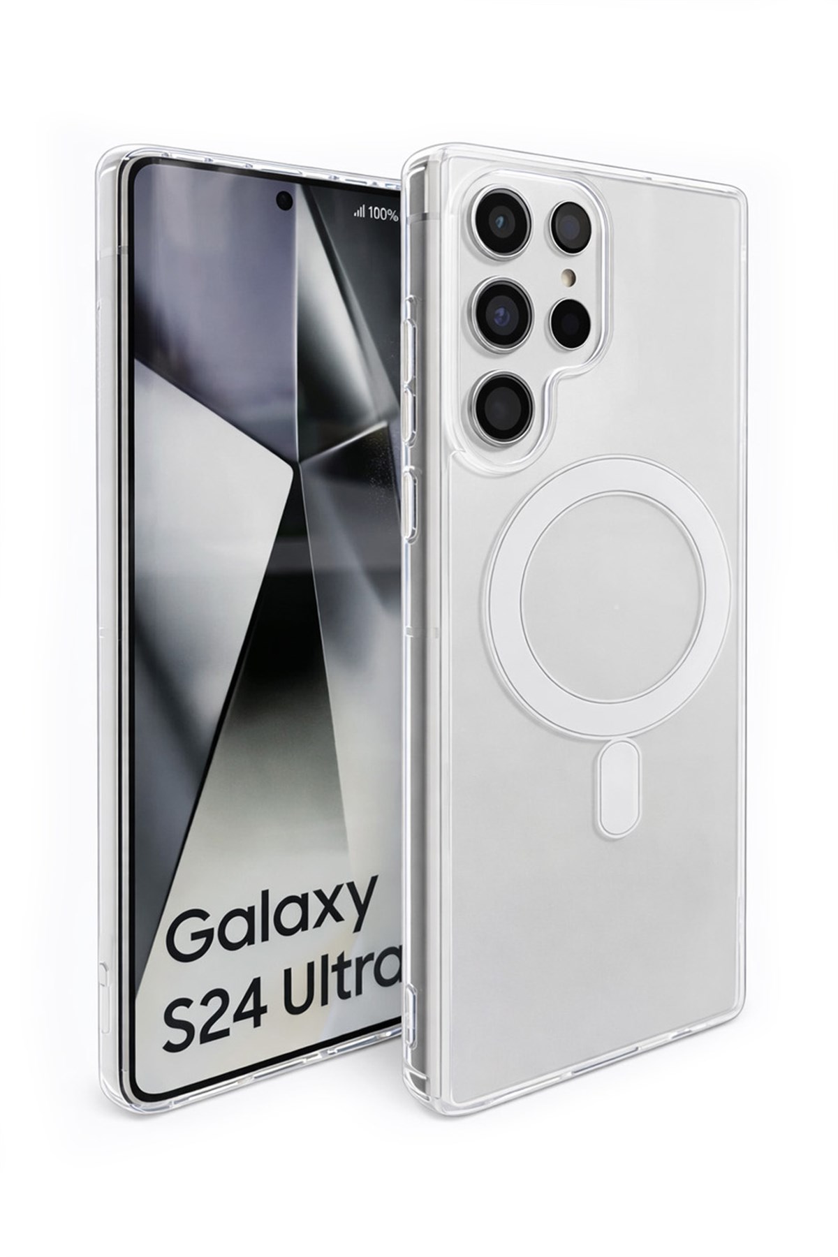Samsung Galaxy S24 Ultra Uyumlu Kamera Korumalı Magsafe Wireless Şarj Özellikli Lüks Şeffaf Silikon Telefon Kılıfı