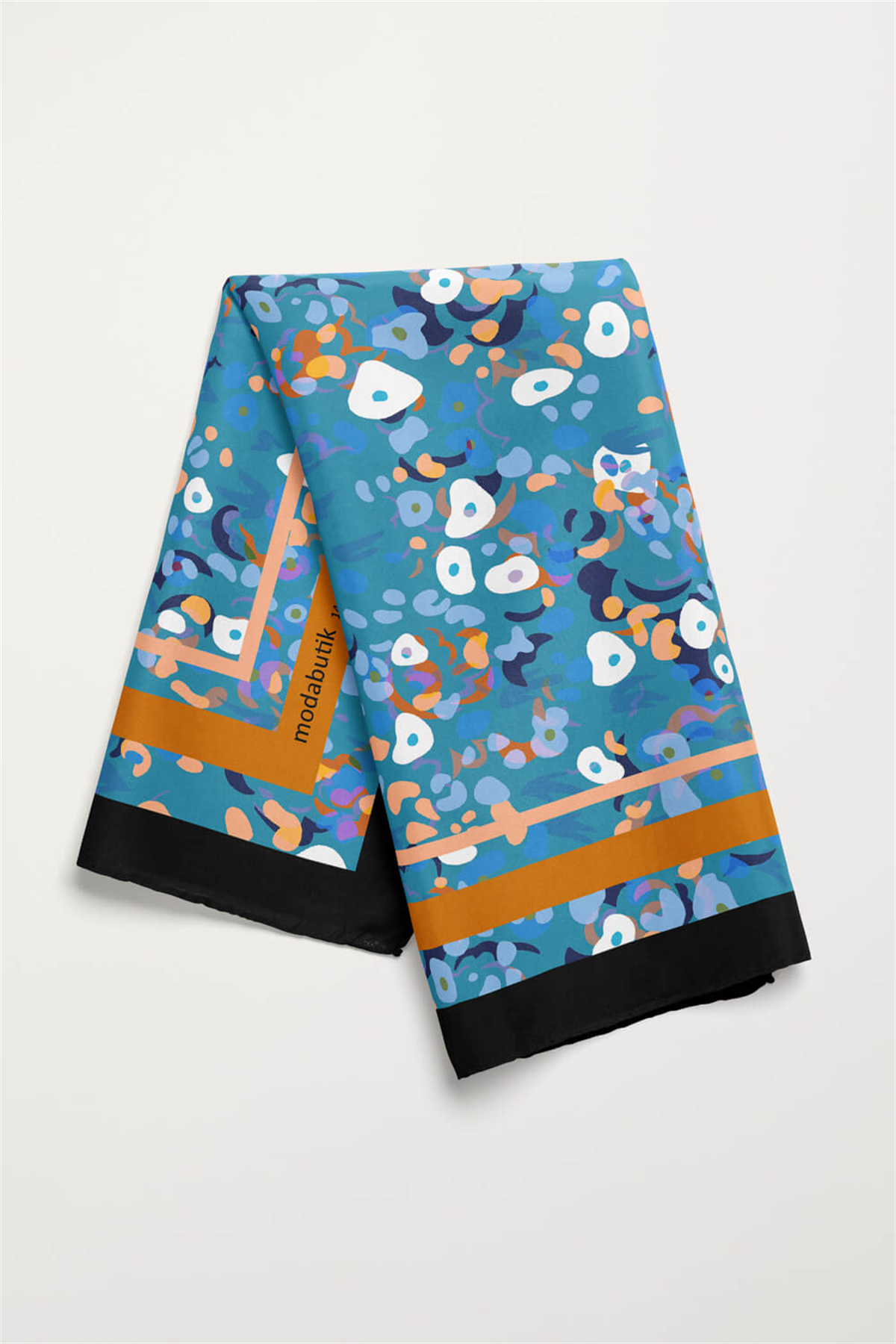 B112 Kadın Mavi Game Desenli 50x50 Bandana